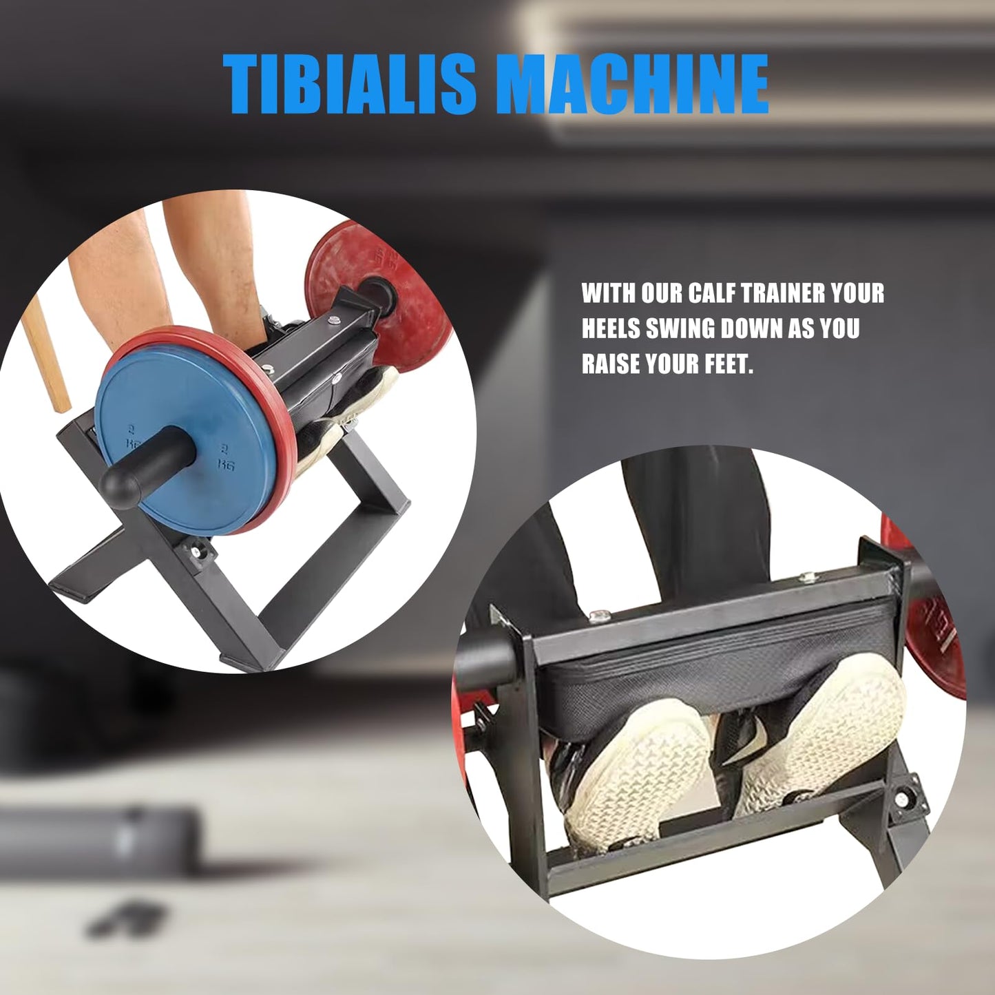 BLUSLM Adjustable Tibia Dorsi Calf Machine, Calf Raise Machine for Leg Stretching, Tibialis Trainer, Strength Training Leg Equipment, Fit 2 Inches Weight Plates