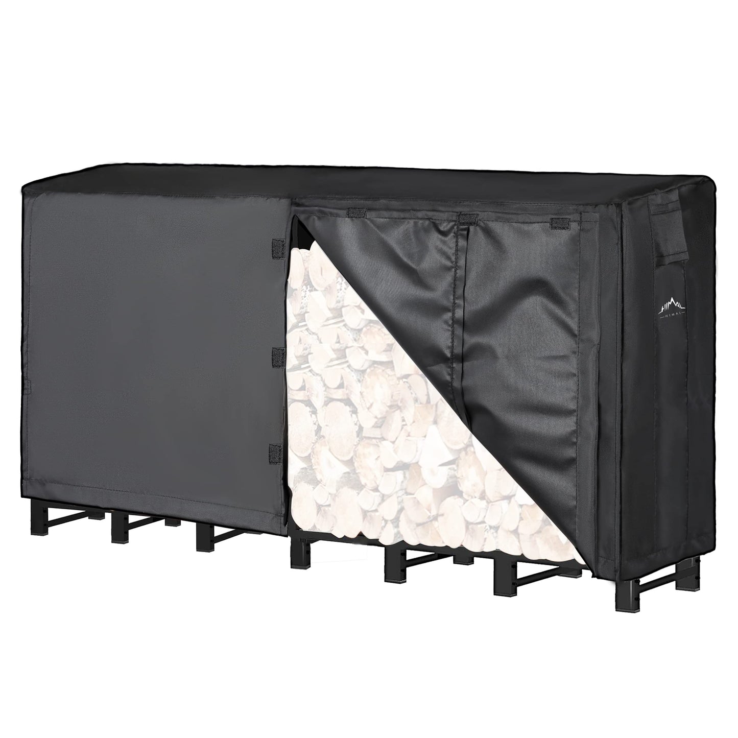 Himal 8ft Waterproof Firewood Cover, Heavy Duty 600D Oxford Outdoor Storage Wood Rack Cover with Buckle (Log Rack not Included)