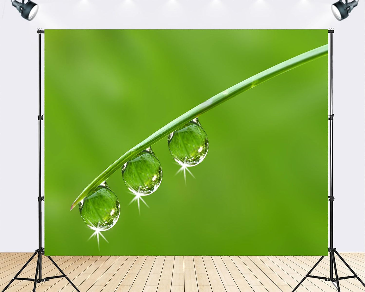 TryKid 9x6ft Green Dewdrop Grass Backdrop Sparkling Water Drop Blade Photography Background Fresh Spring Nature Event