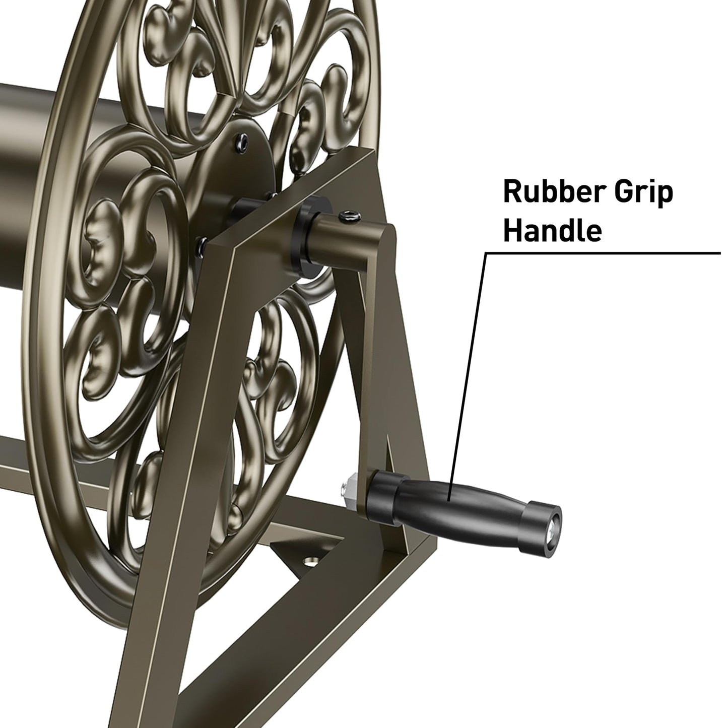 GOFORWILD Garden Wall/Floor Mount Hose Reel, Decorative Hose Reel, Garden Heavy-Duty Water Hose Holder Winder, Holds 200-Feet of 5/8-Inch Hose