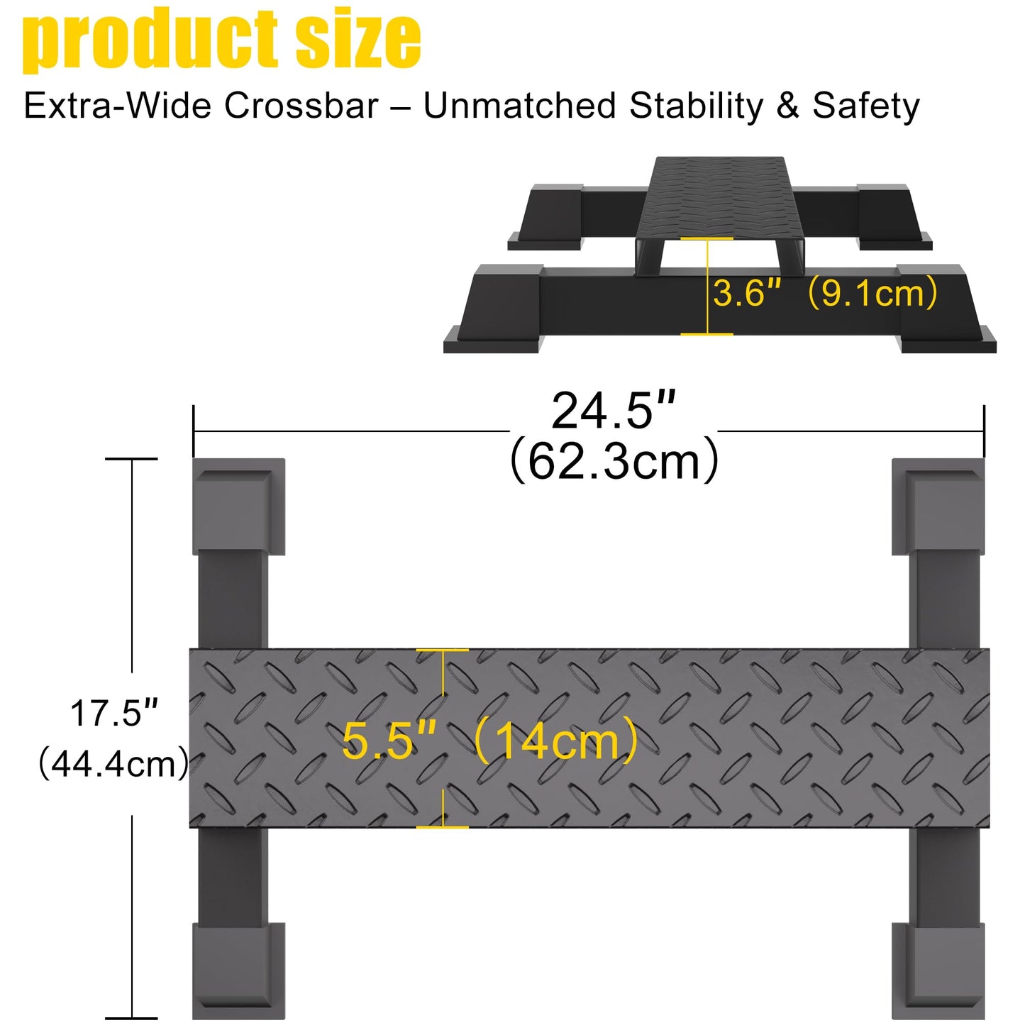 Rumoid Calf Raise Block, Heavy-Duty Steel Calf Trainer, Multifunctional Standing Calf Workout Bar for Stretching, Squat, Foot Flexibility, Anti-Slip Solid Platform for Home Gym (Straight Board)