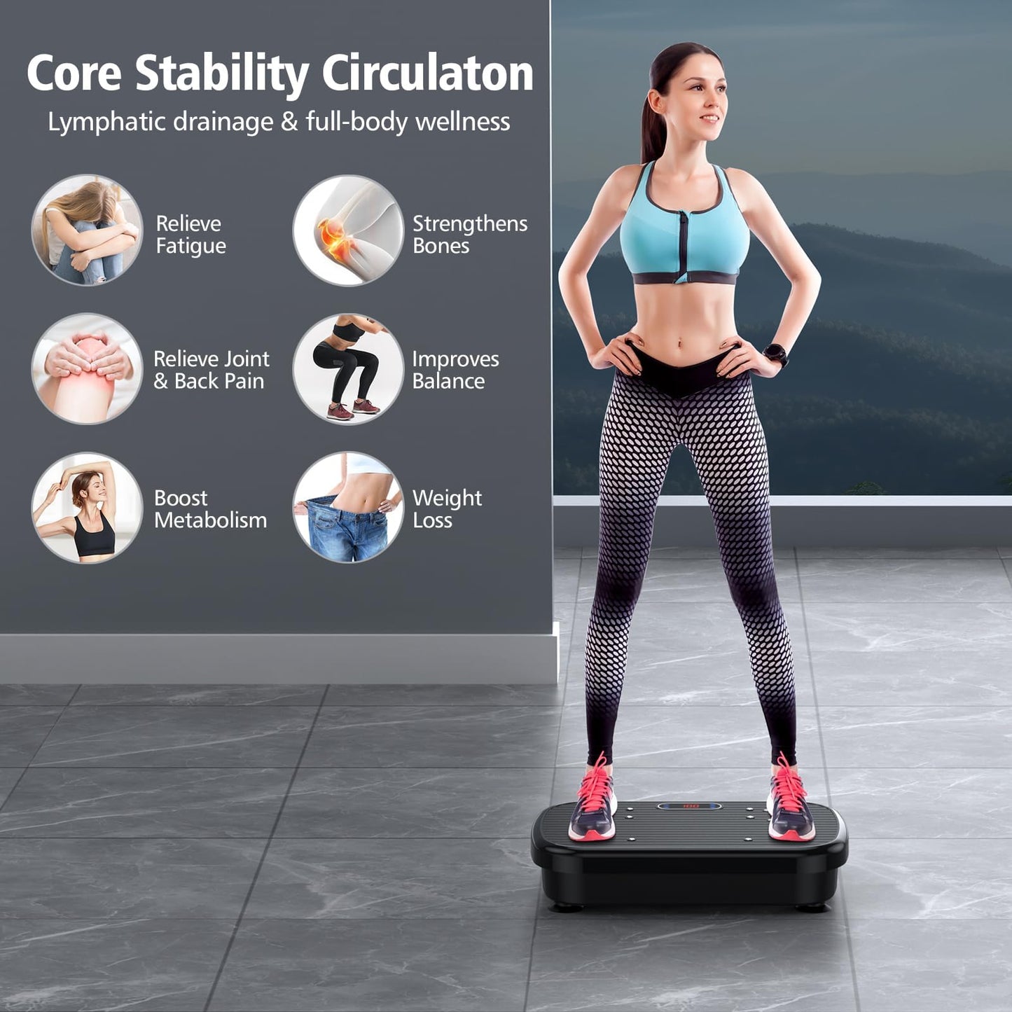 PUREROYI Vibration Plate Exercise Machine, 180 Speeds Workout Vibrating Plate for Lymphatic Drainage Weight Loss, Whole Body Vibration Platform Machines 330 Lbs Capacity for Women Men