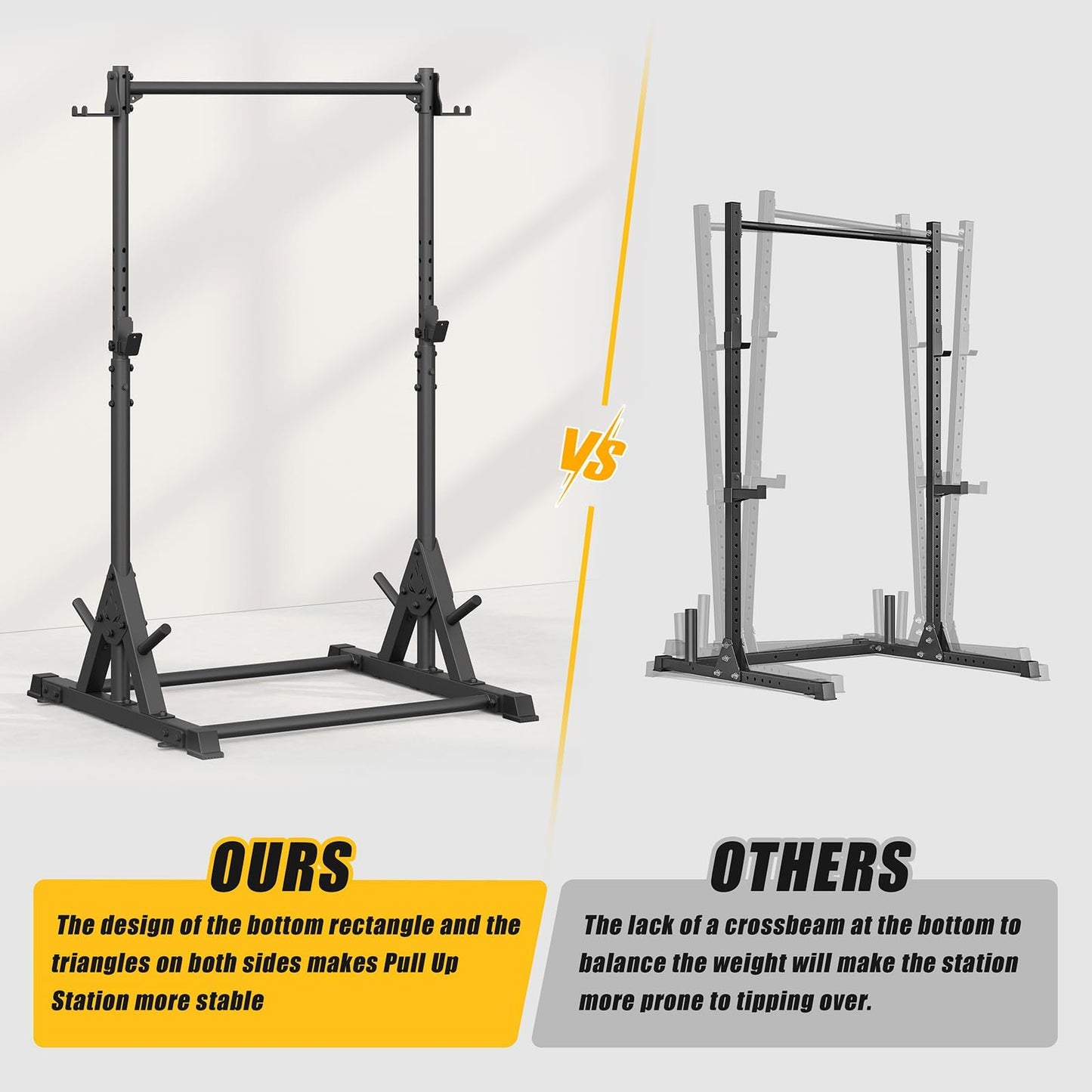 Jusgym Squat Rack with Pull Up Bar, Heavy Duty 600LBS Weight Capacity Squat Rack for Home Gym, Adjustable Multi-Functional Power Racks Strength Training Fitness Equipment