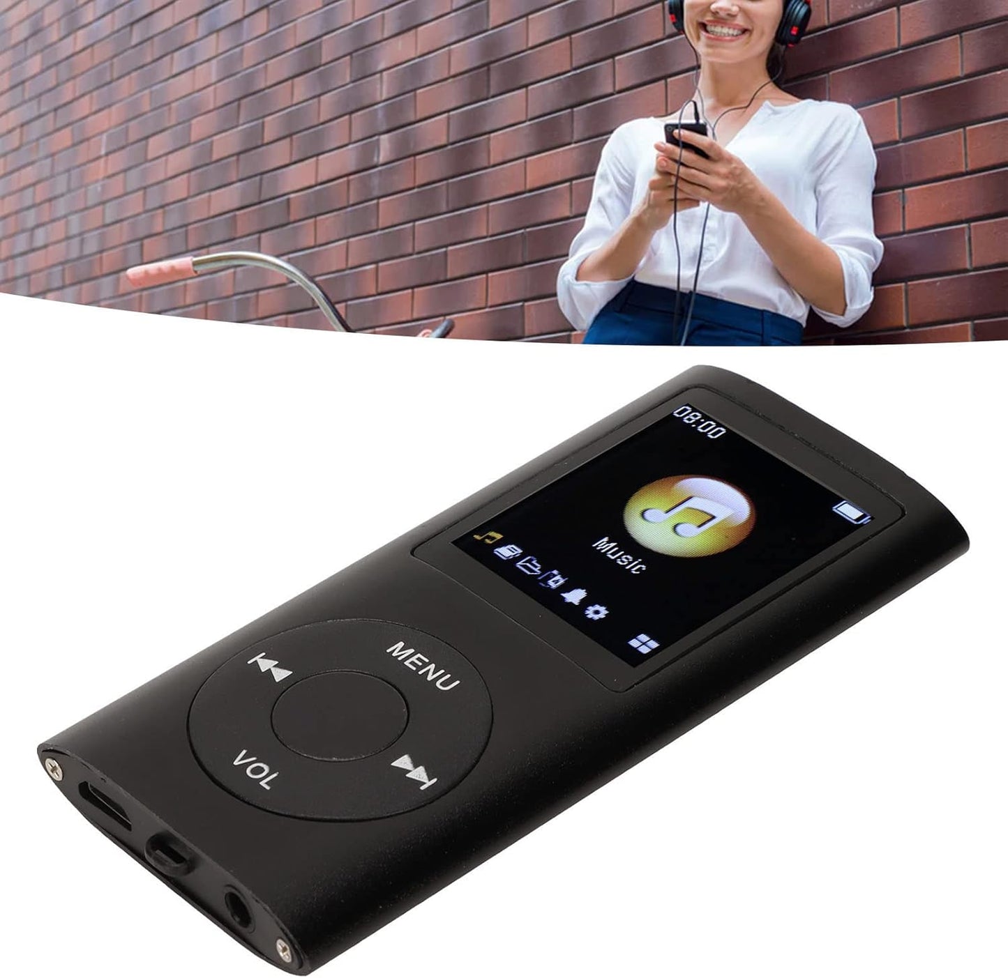 Dan&Dre MP3 1.8 Inch 64G Player, LCD Slim Portable Music Player with Lossless Sound, Aluminum Alloy, Expandable (Black)