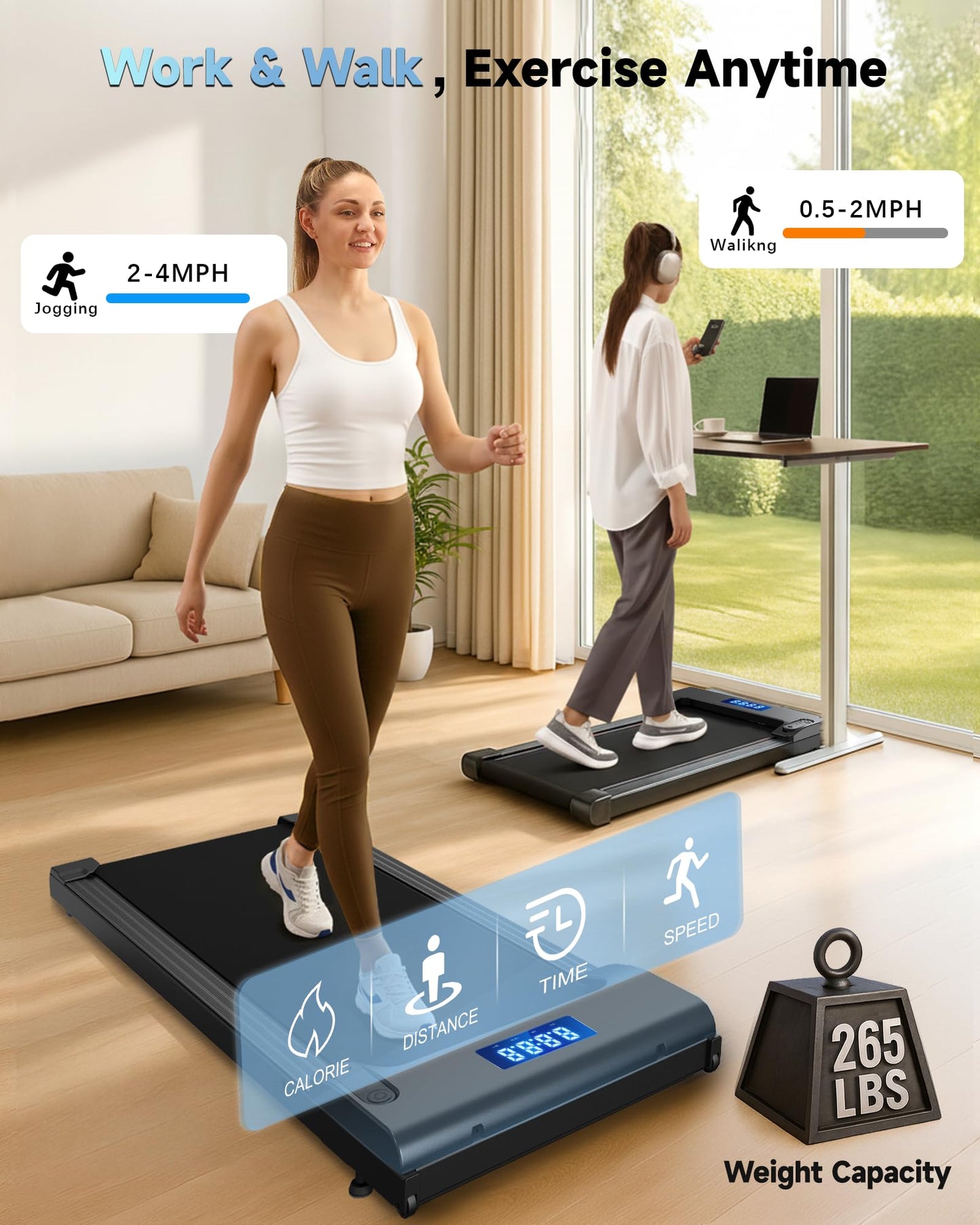 NeoSilent Walking Pad Under Desk Treadmill for Home & Office with BLDC Core and Extra-Large Belt, App Control, Portable and Compact for Small Space Phantom Black