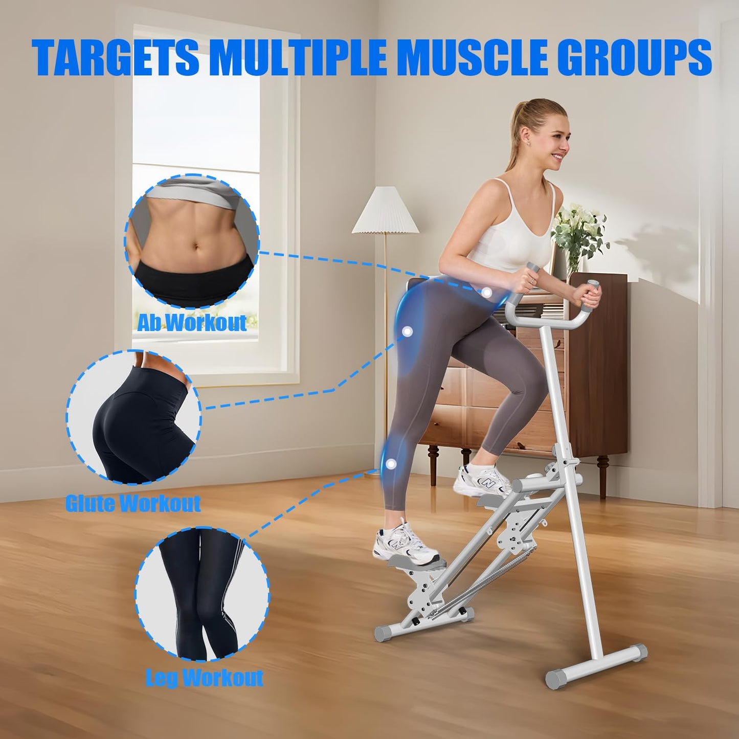 YYJO Stair Stepper for Home, 3 Adjustable Resistance, Stepper with Handlebar Foldable Stepper Vertical Climber Cardio Exercise Machine White