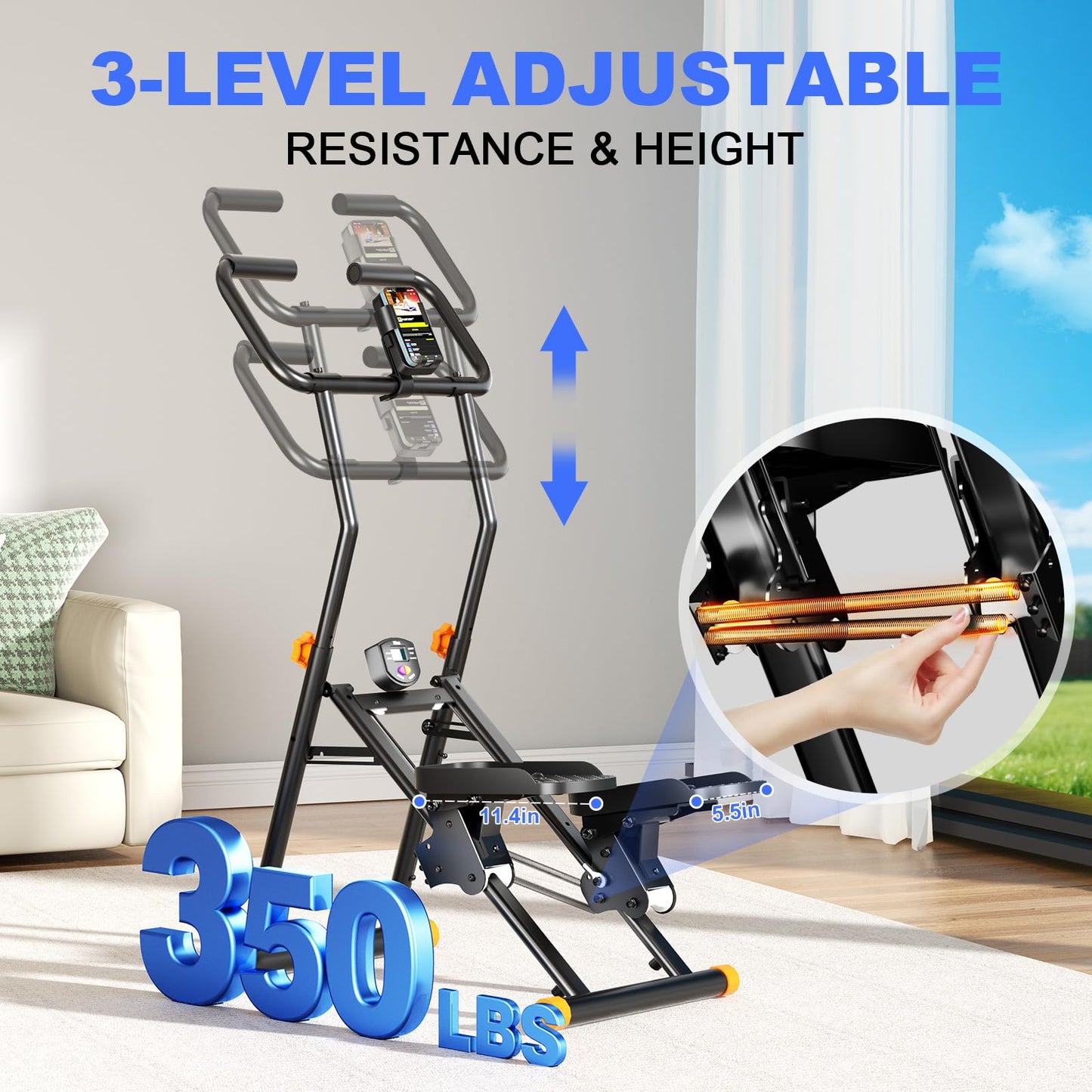 Stair Stepper for Home Gym, 350lbs Vertical Climber Machine with LCD Display, Non-Slip Pedals & 350lb Capacity Compact Folding Cardio Exercise Climber