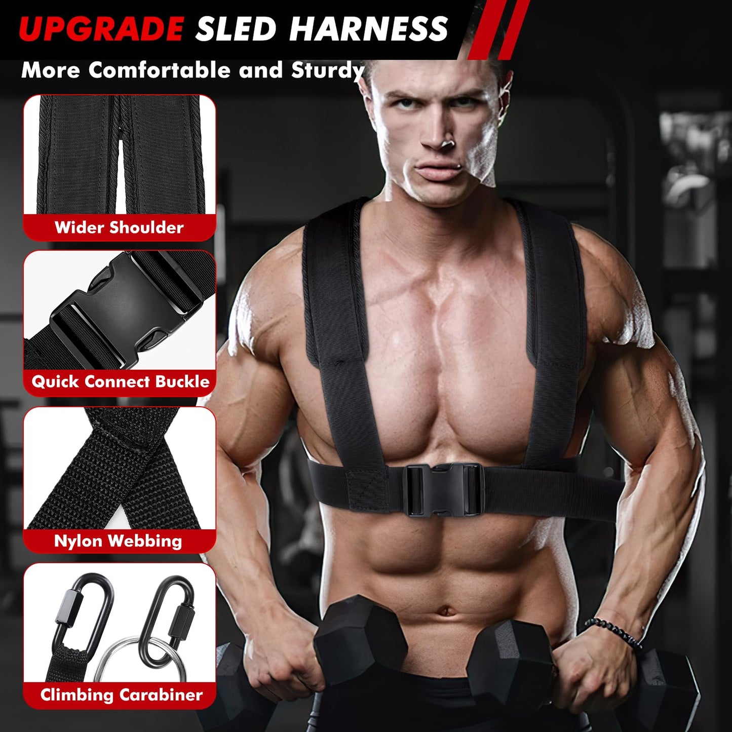 TYRSEN Weight Sled, Heavy-Duty Push Pull Sled, Adjustable Height Handle, Workout Fitness Sled for Training- Running Speed, Agility, Soccer, Football, Strength, Crossfit- Suitable for 1" & 2" Plates
