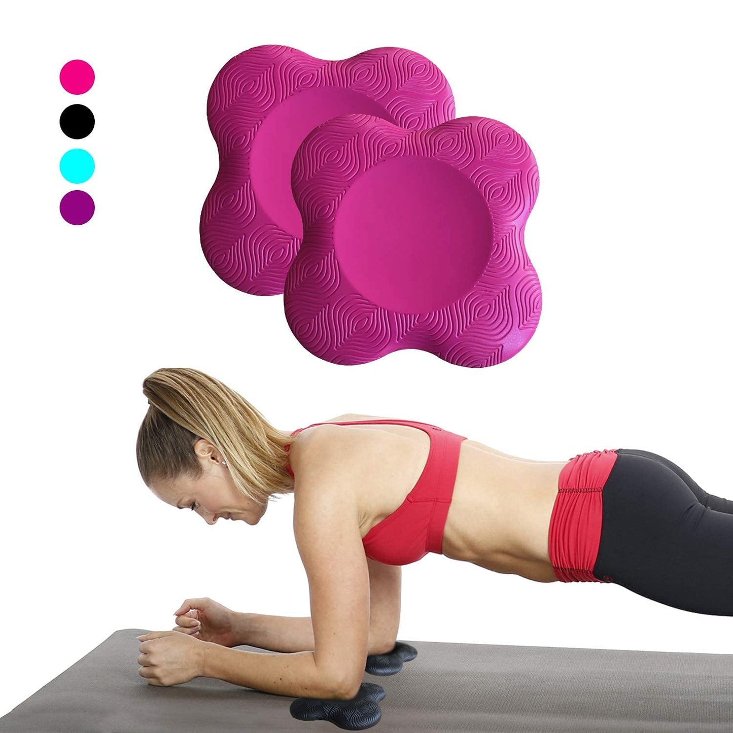 Zealtop Yoga Knee Pad Cushion Extra Thick for Knees Elbows Wrist Hands Head Foam Yoga pilates work out kneeling pad (Rose red 2 Packs)