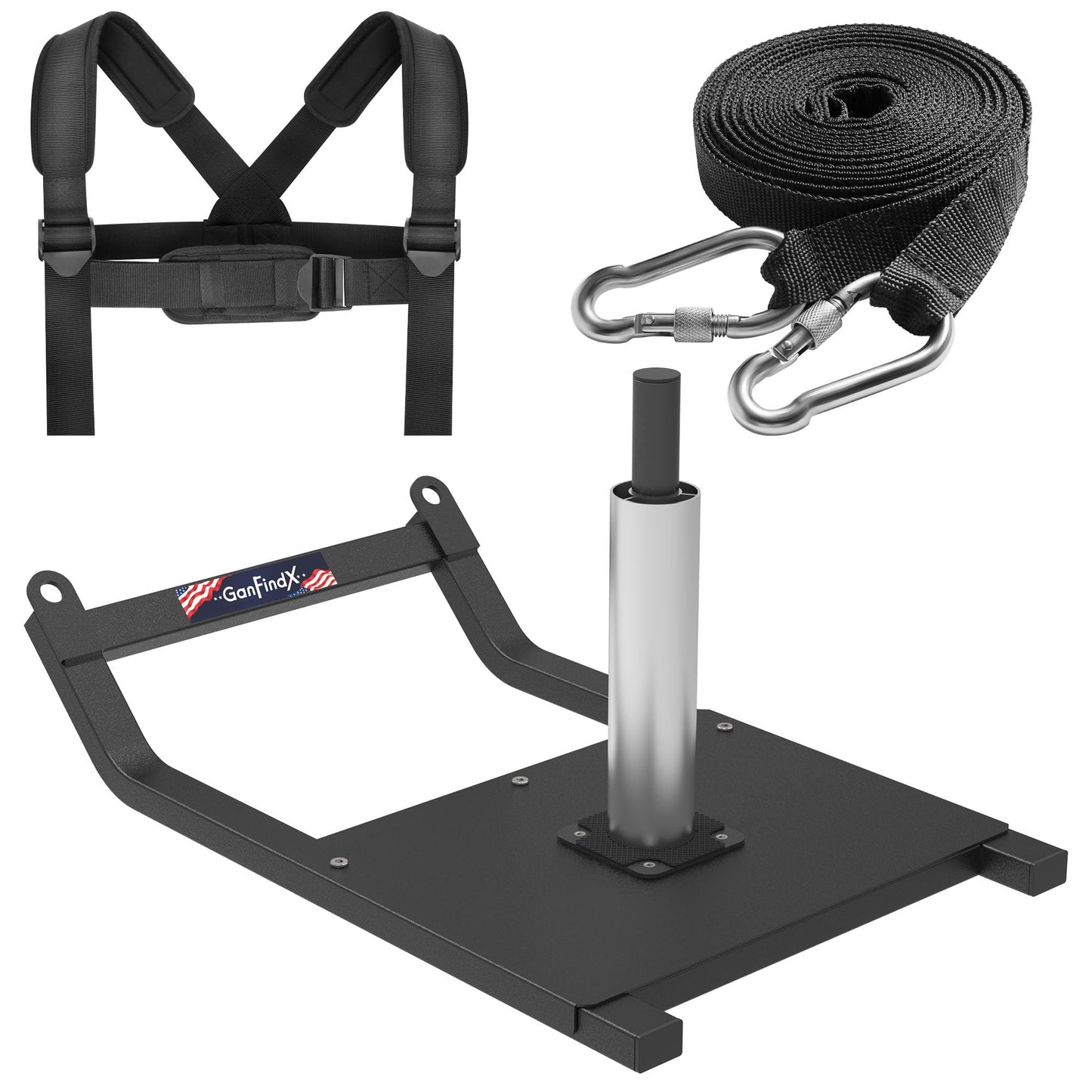 GanFindX Weight Sled, Workout Sled, Fitness Strength Training Sled for Athletic Exercise and Speed Improvement, Suitable for 1" and 2" Weight Plates