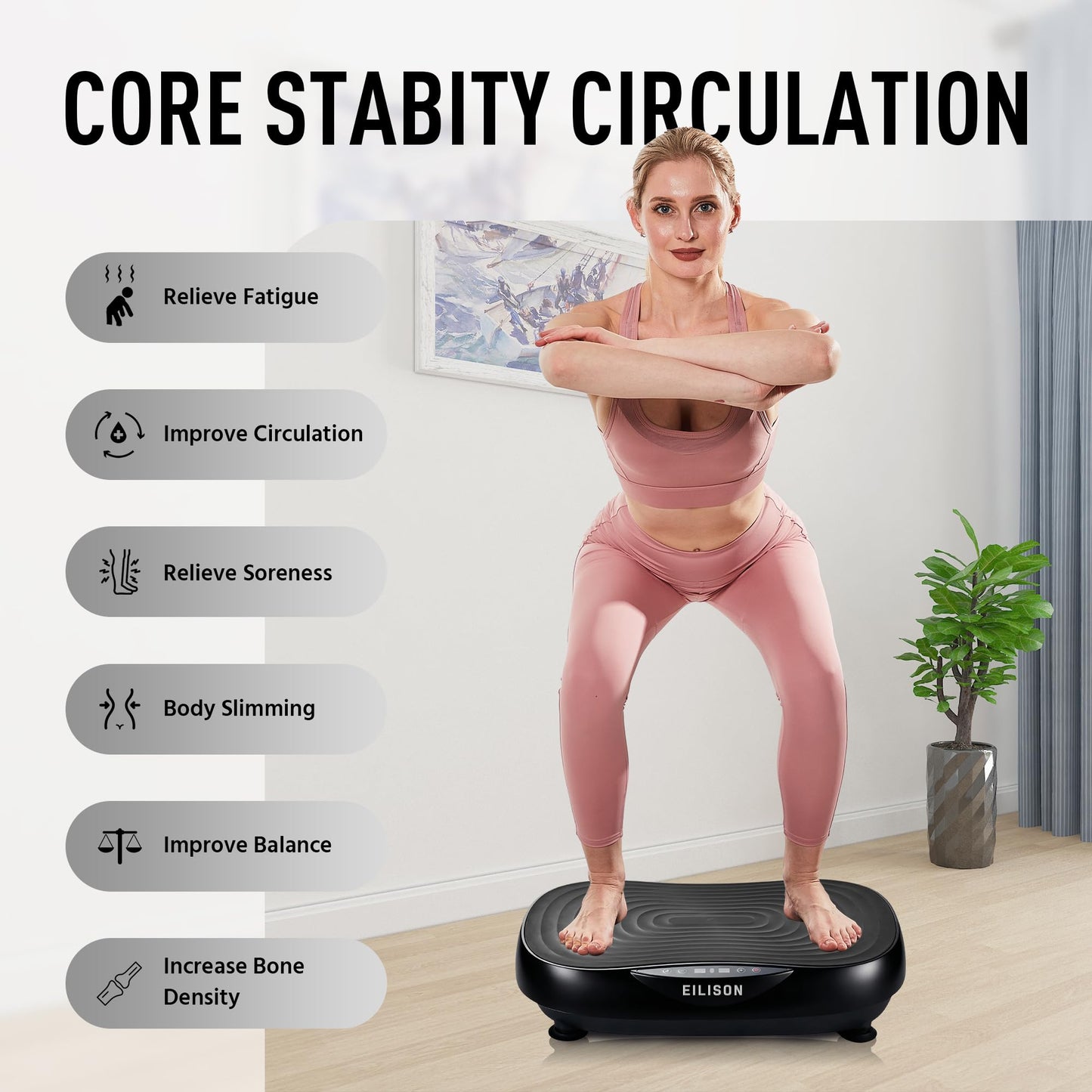 EILISON Glory Vibration Plate Exercise Machine - Lymphatic Drainage Whole Body Workout Vibration Platform 99 Adjustable Speeds Power Shaping Vibrating Plate, Weight Loss (Glory Black)