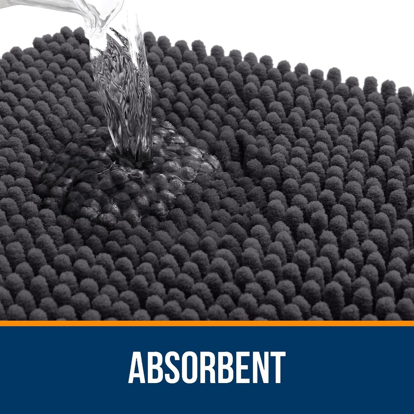 OLANLY Large Bathroom Rugs - Extra Soft Chenille Bath Mats | Quick Dry & Machine Washable, Dark Grey 59x35