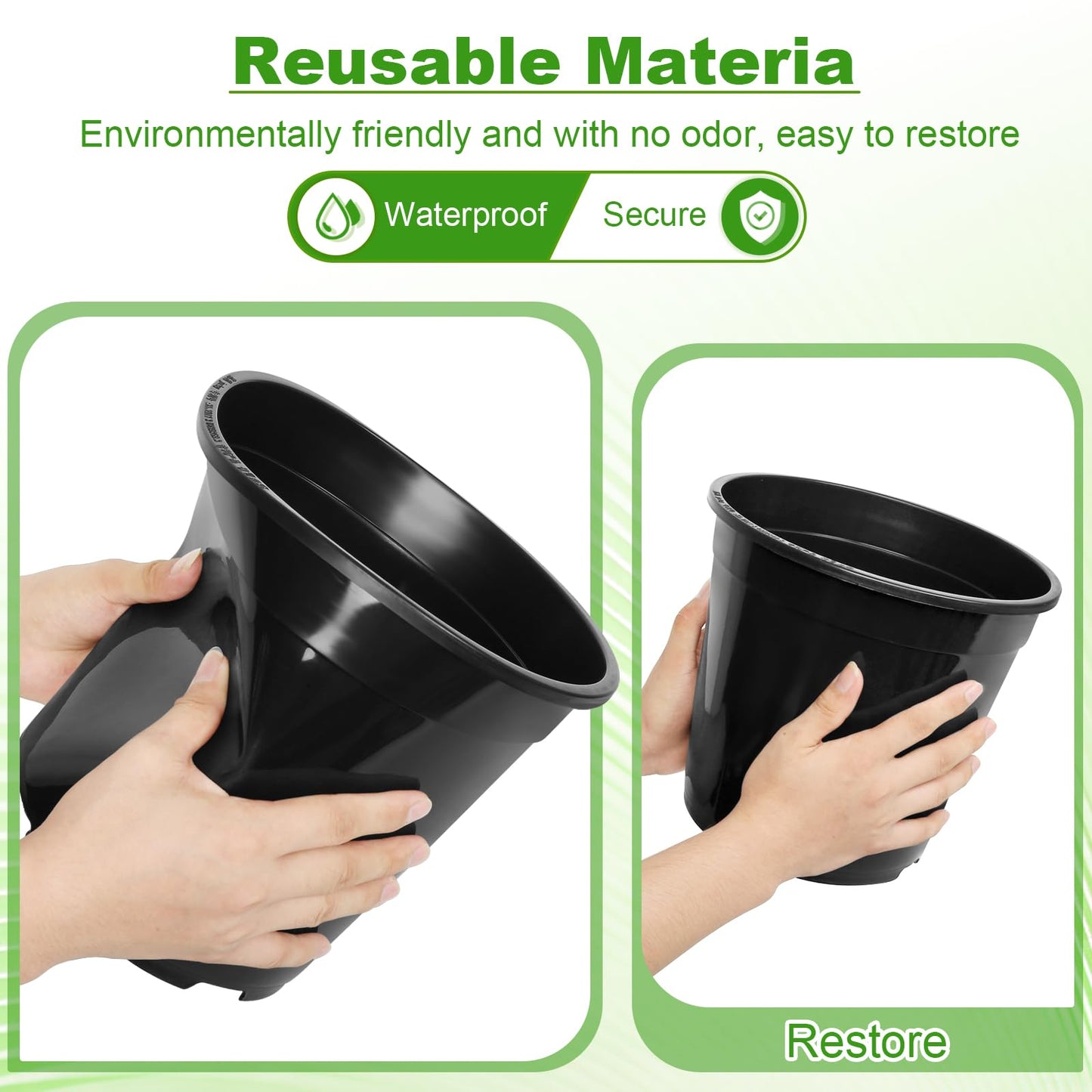 DUNPUTE 10 Pack1 Gallon Pots for Plants, 1 Gallon Plastic Nursery Pot with Drainage Holes, Sturdy Plastic Plant Pots for Nursery Garden, Flowers, Succulent Outdoor Indoor (Black, 1 Gal- 10 Pack)
