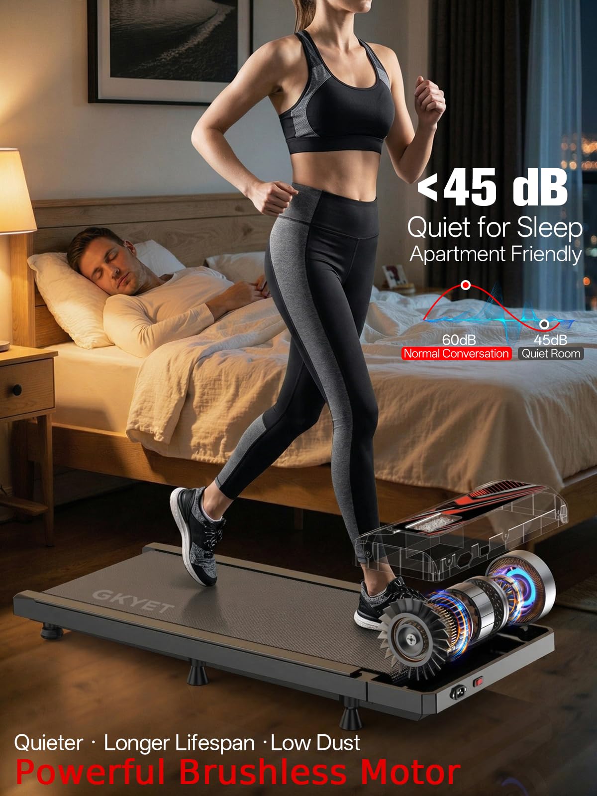 Walking Treadmill Pad with 8% Incline for Home, Under Desk Treadmill for Home Office, 2.5HP Quiet Portable Walking Mat, 265 lbs Capacity, Compact Treadmill for Small Spaces with 15" x 35.4" Belt