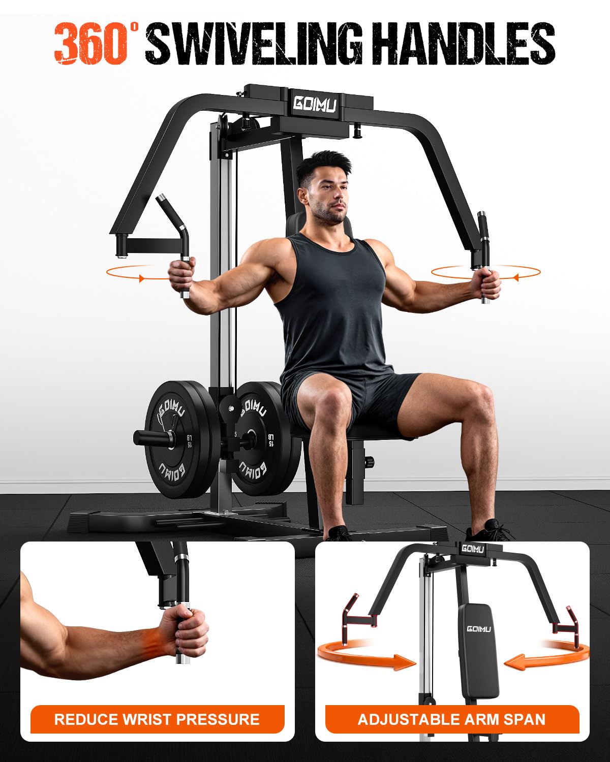 GOIMU Chest Fly Machine, CF01 PEC Fly and Reverse Delt Machine, Adjustable Upper Body Workout Equipment for Pectoral and Rear Deltoid, Chest Machine with Band Pegs for Home Gym