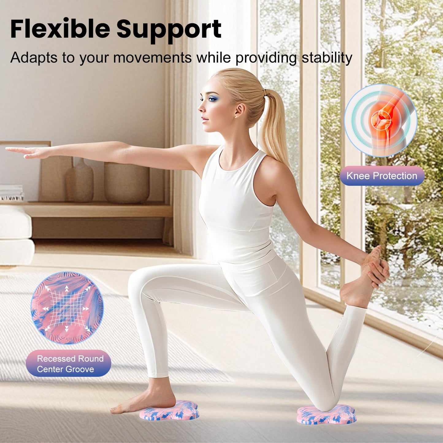 Lumuka 2 Packs Yoga Knee Pads Mat Set - Extra Thick Foam Kneeling Pad Cushion for Knees, Elbows, Wrists, Head - Yoga Essentials for Women Men, Non-Slip Pilates, Meditation, Floor Workouts