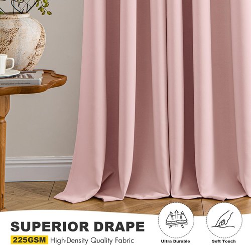 MIULEE Baby Pink Blackout Curtains - Thermal Insulated Room Darkening Drapes | 96-Inch Grommet Top, 2 Panels