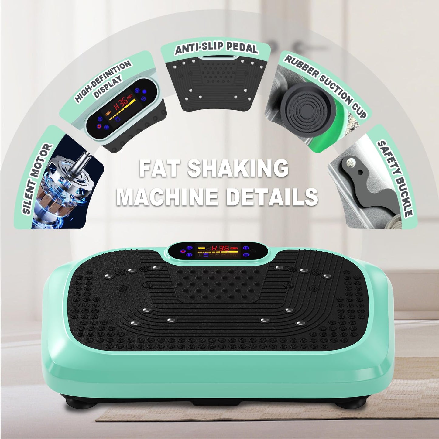 HOTSWEAT Vibration Plate Exercise Machine for Lymphatic Drainage, Power Plate Vibrating Platform, Shaker for Weight Loss, Exercise Board with 120 Levels for Home Gym