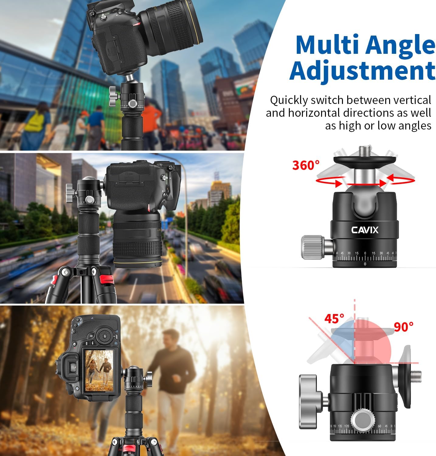 CAVIX 25mm 360 1/4" 11lb/5kg Small Ball Head Panoramic Tripod Head, Mini Ball Head with Quick Release Plate