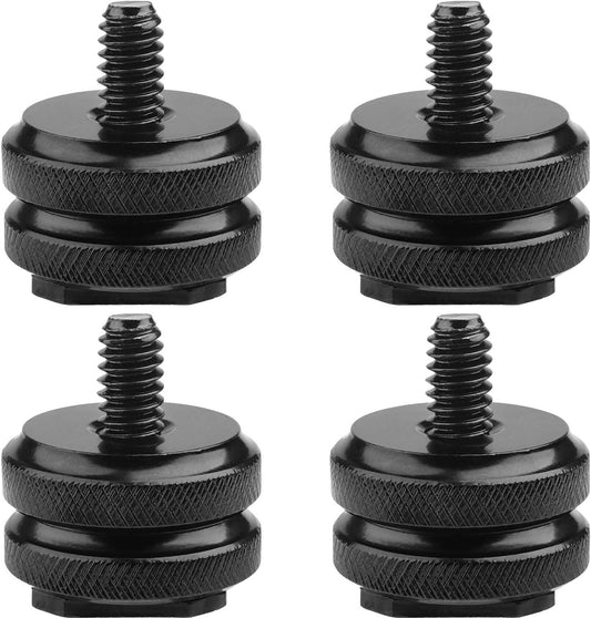1/4"-20 (Pack 4) Camera Hot Shoe Mount to Tripod Screw Adapter,Flash Shoe Mount for DSLR Camera Rig