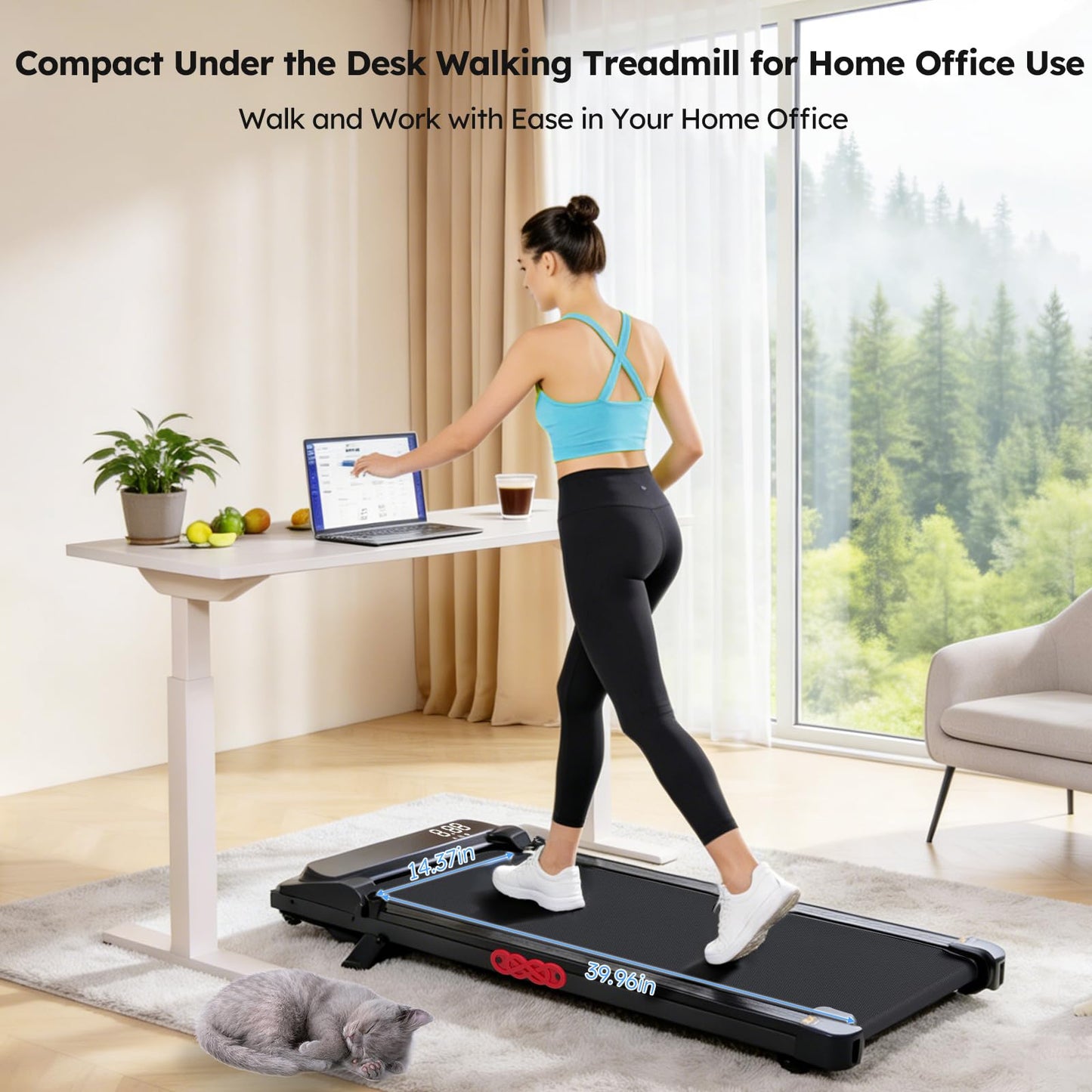 UYOGA Portable Walking Pad Treadmill with Incline, 3.0HP Mini Electric Treadmills for Home Small, 0.6-7.6MPH Small Walking Pad with Handle Bar, Treadmills for Exercising with 350 lb Capacity