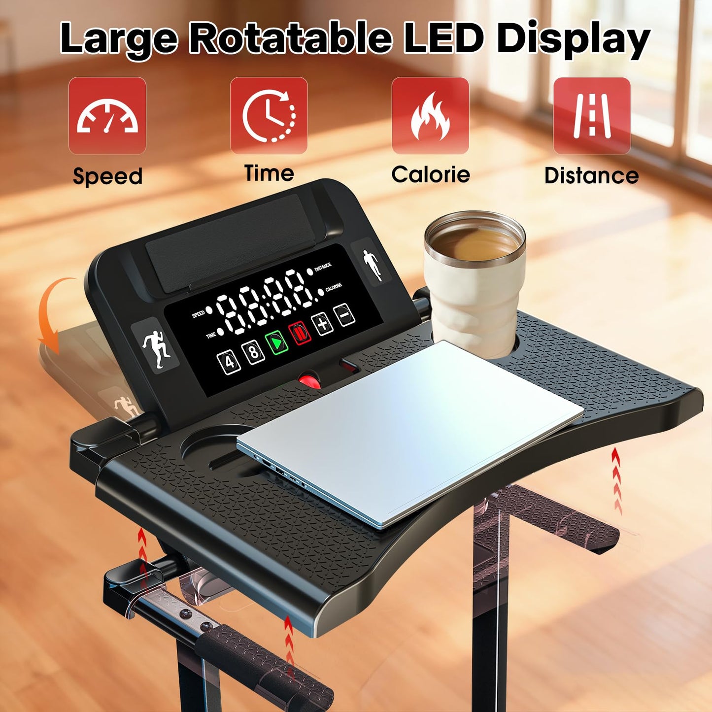 Walking Pad Treadmill with Desk Workstation, 12% Incline Treadmills for Home Office, 350lbs Capacity, 3.5H(XL)