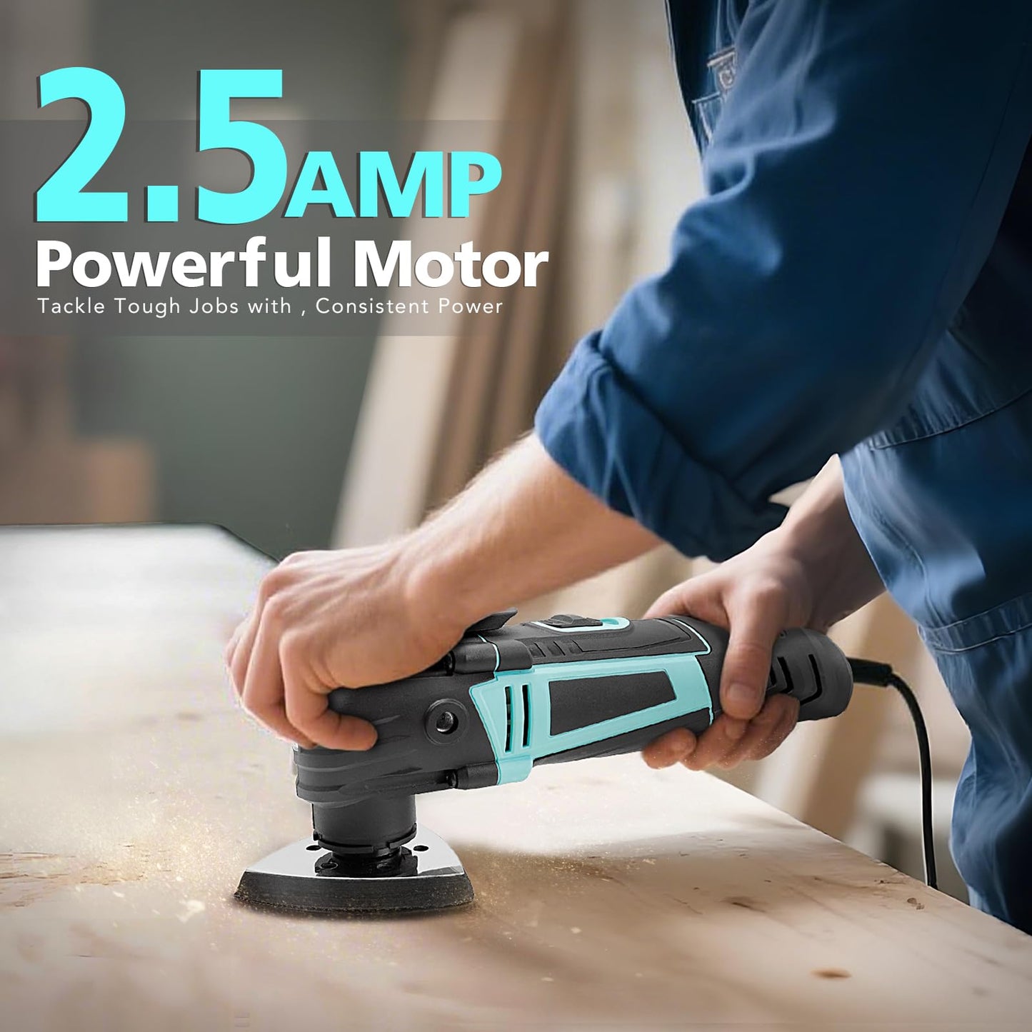 XSSIVE 3.2° Oscillating Multi-Tool Kit with Quick-Change & 6-Speed | 2.5A Motor for Smooth Cutting, Sanding, Scraping | Low Vibration & 17pc All-in-One Kit