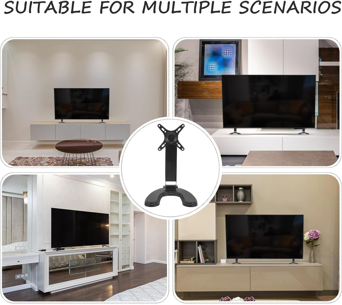 WESIEVYA 14-27 Inch Universal Tv Stand Base for LCD Tv Tabletop Support Bracket with Plastic Panel No Drill Required