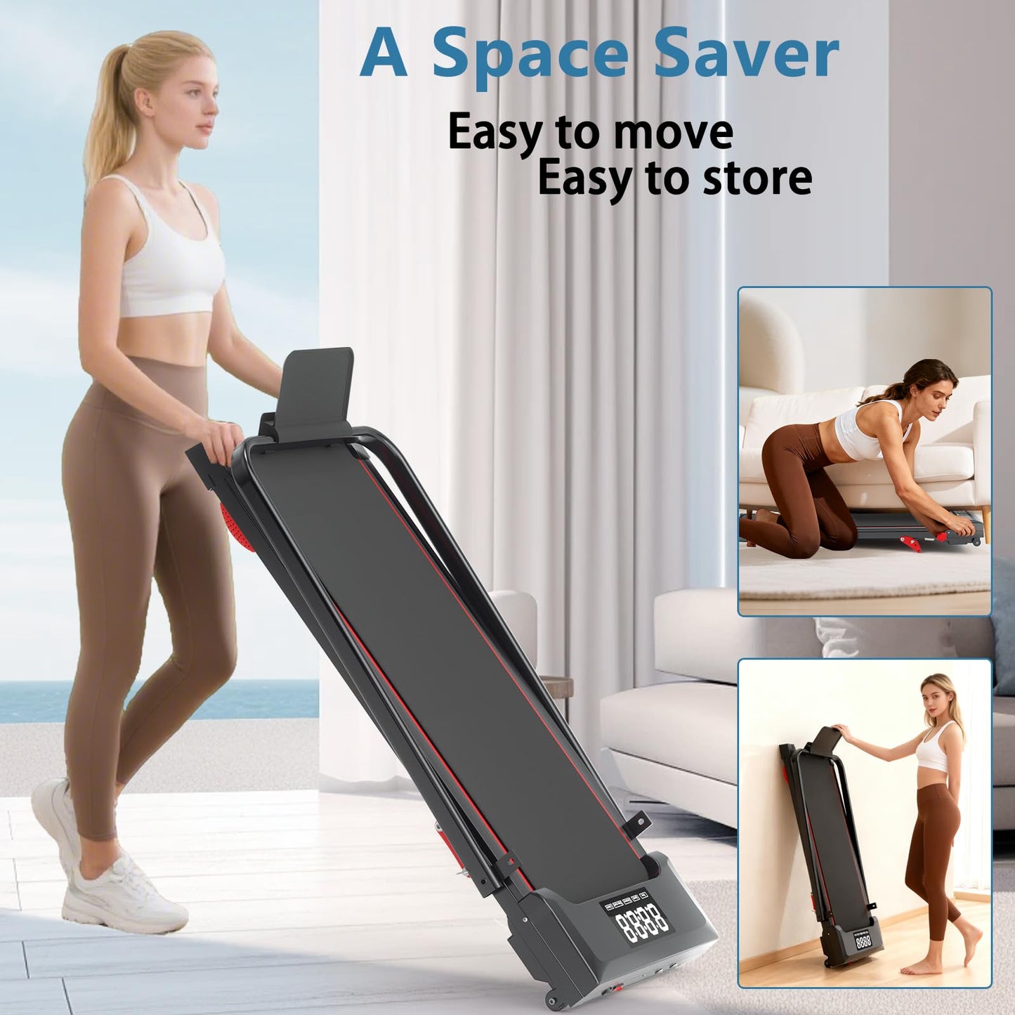 Ecogou Walking Pad with Handle Bar and Incline, 4 in 1 Under Desk Treadmill with Hiking Mode, 2.5HP Low Noise Walking Treadmill Pad with Remote Control,Portable Treadmills for Home Office, Led Display