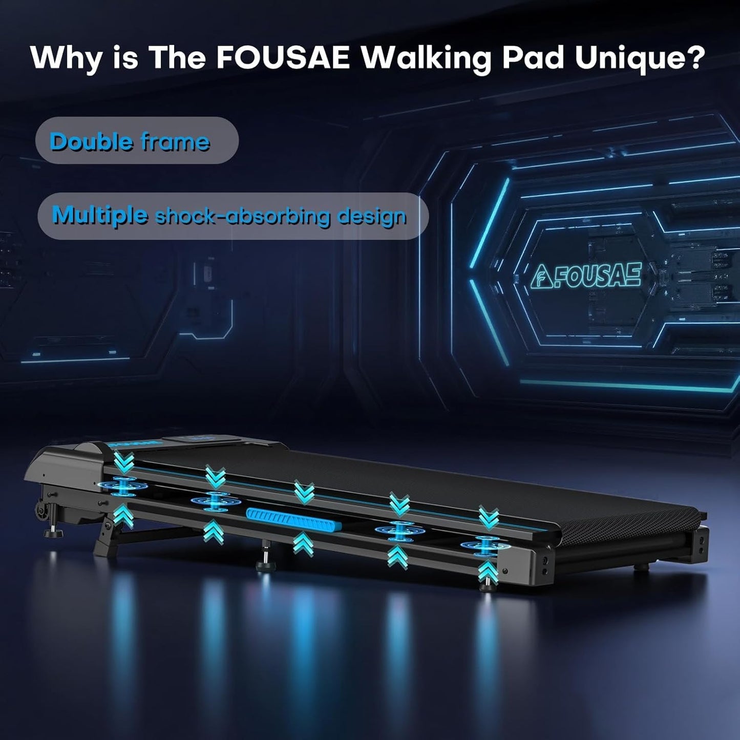 FOUSAE Walking Pad Treadmill, 6.2MPH Under Desk Walking Pad with 10% Incline, Treadmills for Home with Double Frame, 2.75HP Brushless Drive, 12 HIIT Programs, Remote Control, 350LBS Capacity