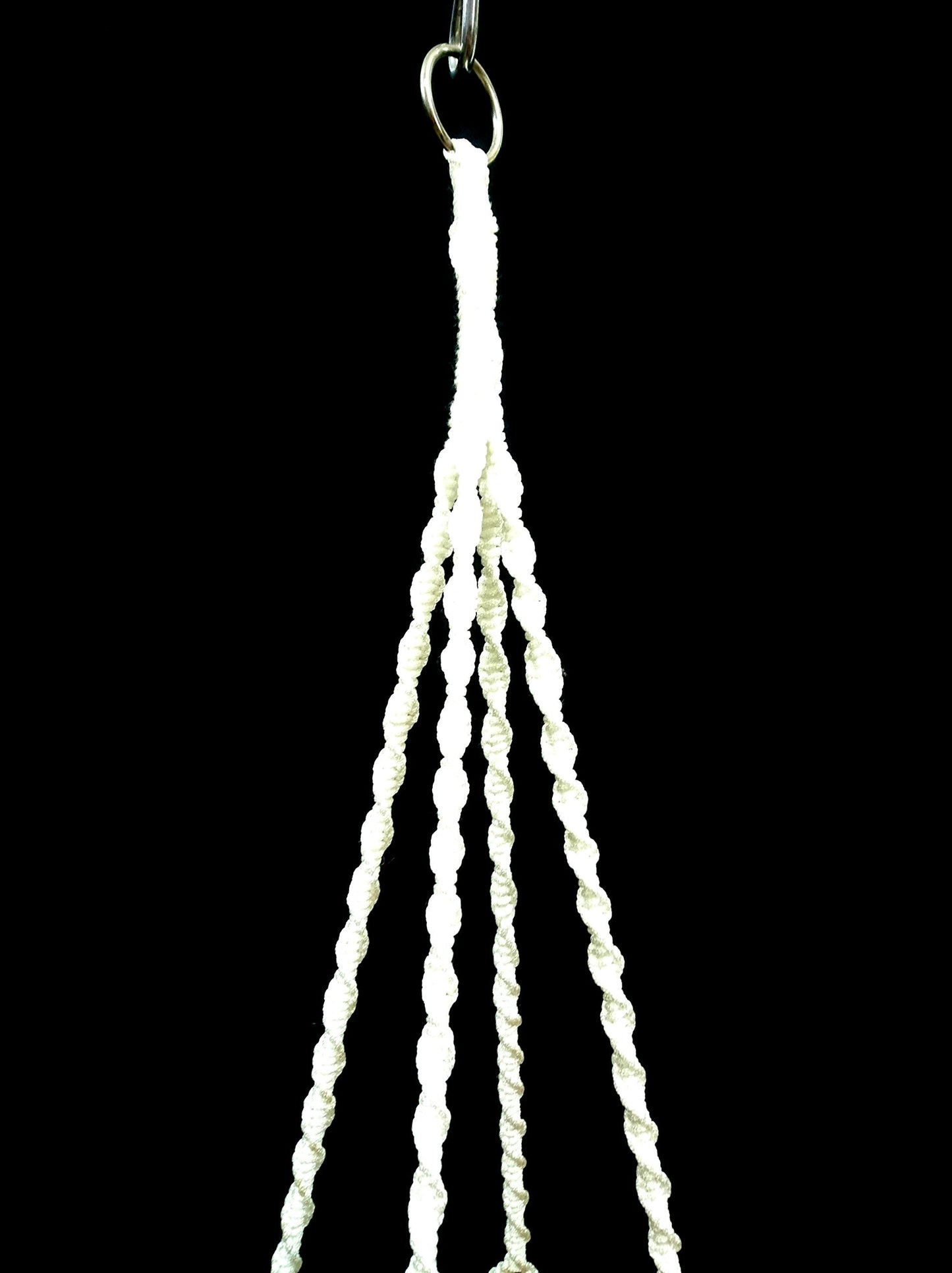 Hanpo 4 Legs Polypropylene Fiber Rope Macrame Plant Hanger Hanging Planter Holders Black& White Color, 48-inches for 10-12" Pot (White)