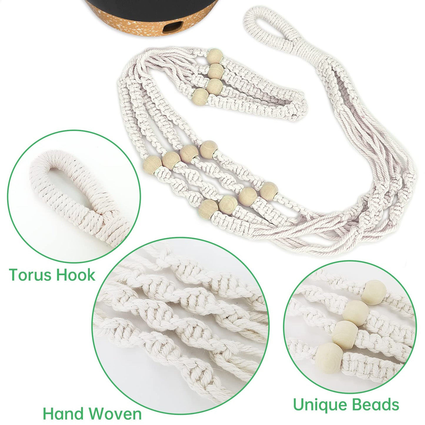 ZMTECH 2 Pack 10 Inch Hanging Planters with Macrame Plant Hanger for Indoor and Outdoor Plants, Self Watering, Drainage Hole, Visible Level Tray, Gray