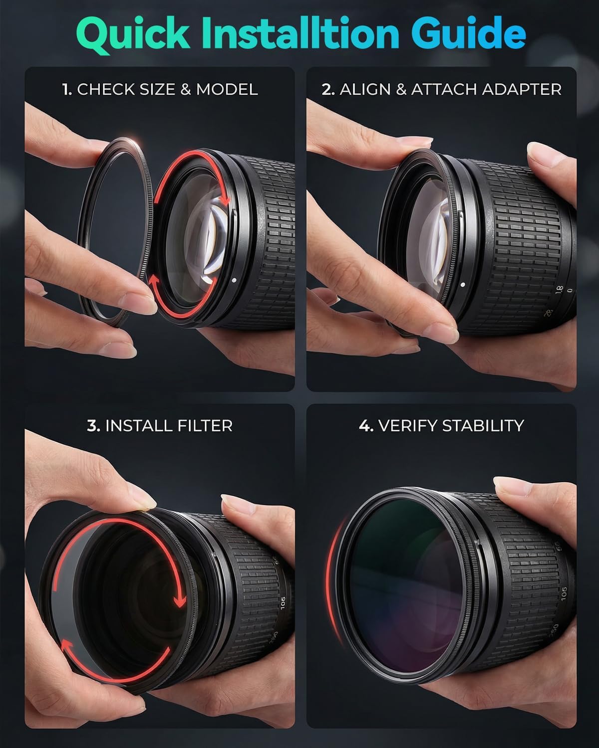 JOYTOLIN 52-62mm Metal Step-Up/Down Ring Adapter Compatible with Mirrorless Cameras DSLR Lens, UV CPL ND Filter Thread