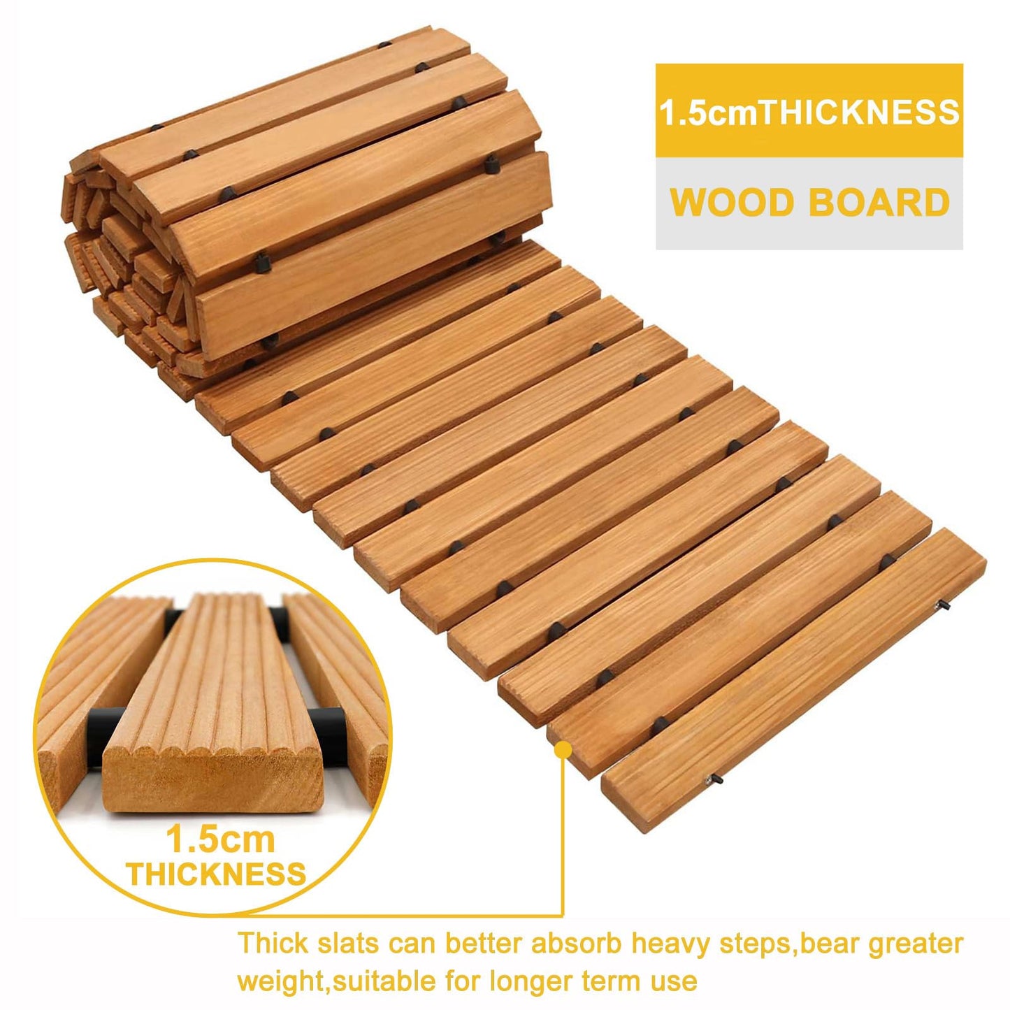 TONAHUTU 8FT Wooden Garden Pathway, Roll Out Wooden Pathway Weather-Resistant Walkway for Outdoor Patios 17" W Roll Out Hardwood Walkway with Non-Slip Surface Wedding Party Pathways (Straight)