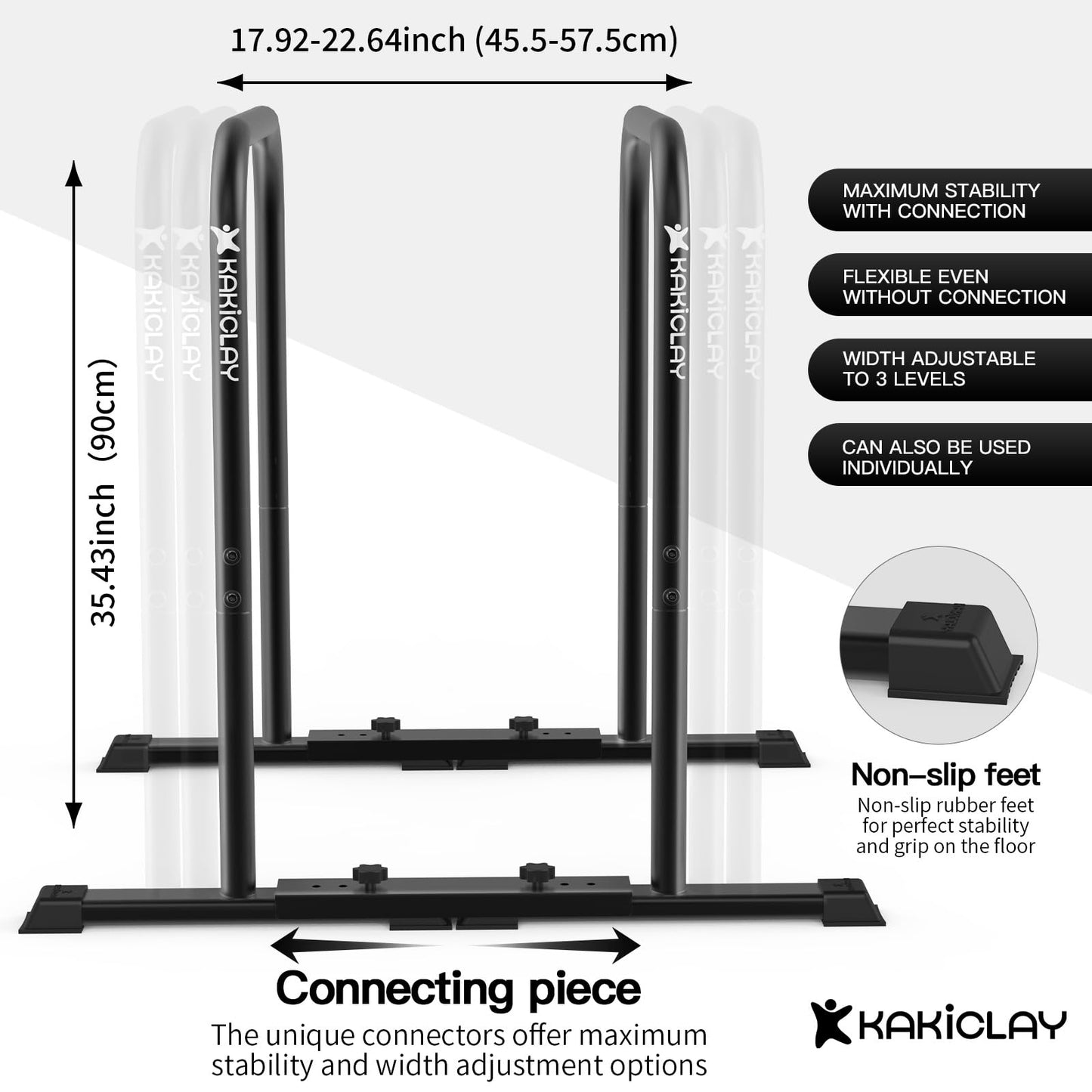 KAKICLAY 2026 Upgrade World's Best Strongest Premium Dip Bars with Adjustable Ultra-Stable Settings & Non-Slip Feet - USA Original Patent, USA Designed, USA Shipped, USA Warranty