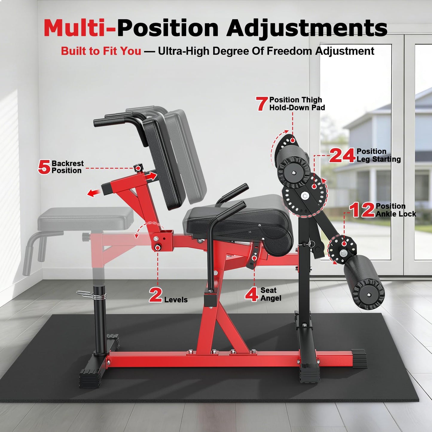 XDDIAS Leg Extension and Curl Machine, 1000LBS Capacity Leg Workout Equipment, Adjustable Seated/ Lying Lower Body Workout Bench for Hip Thrust/ Sit Up, Extended Sleeve Fit 1''/2'' Plate