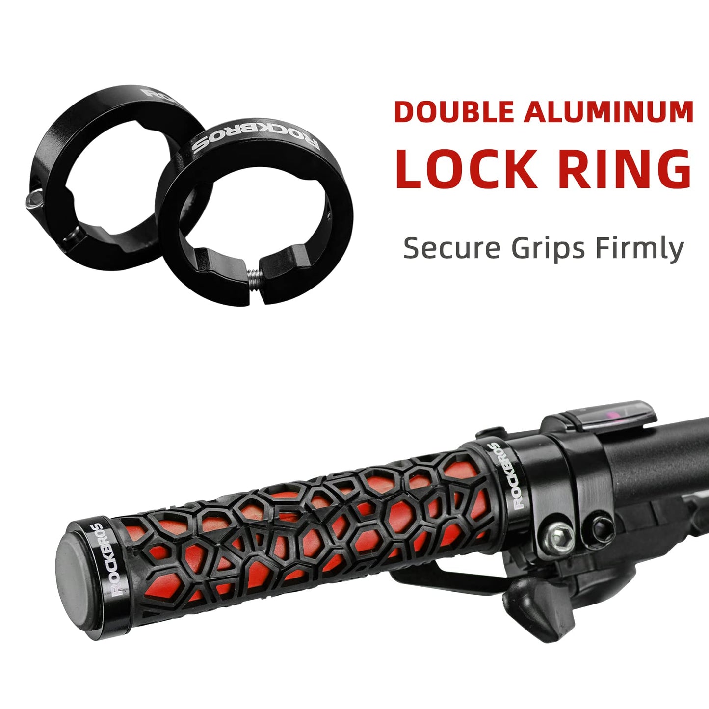ROCKBROS Bike Handlebar Grips Double Lock-on Bike Grips Non-Slip Bicycle Handlebar Grips for MTB, BMX, Scooters, Folding Bikes 22.2mm