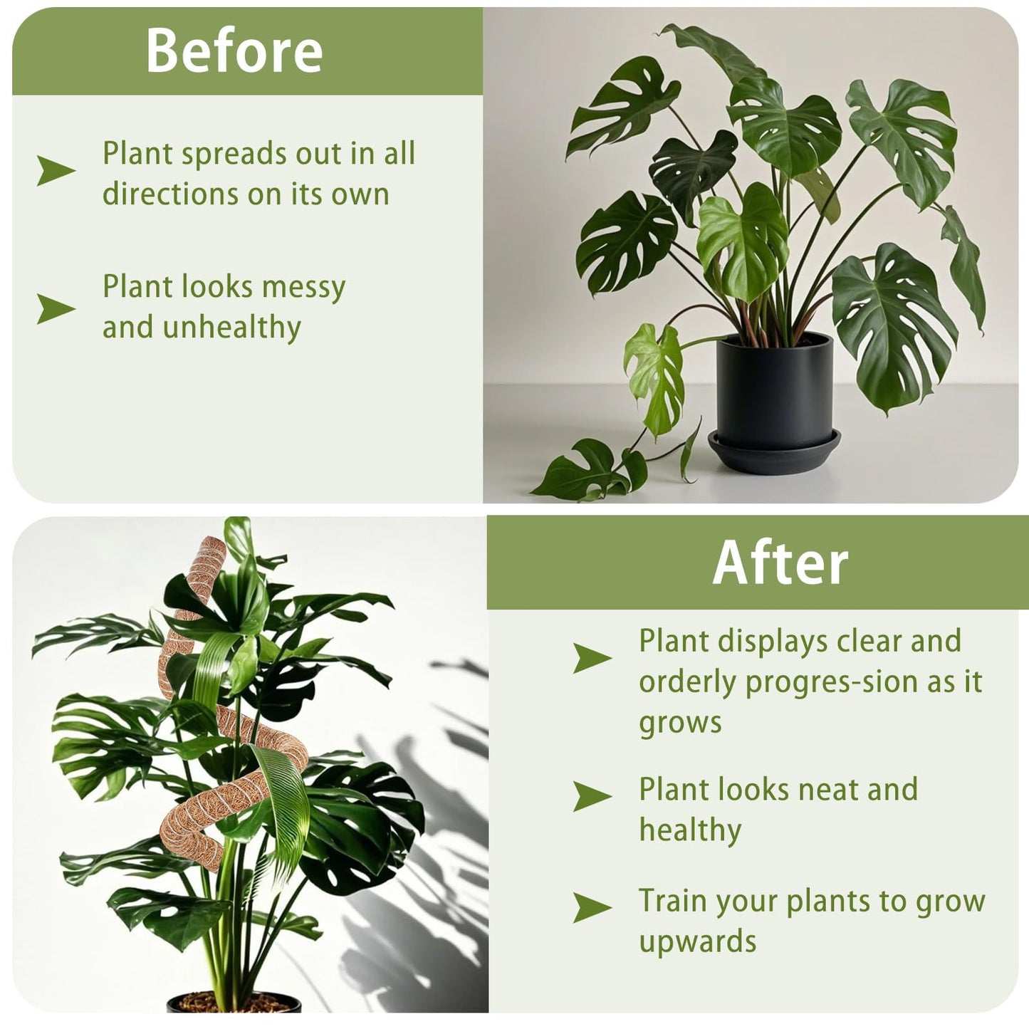 2 Pack Moss Pole, 28 Inch Monstera Plant Support, Moss Poles for Climbing Indoor Plants, Bendable Coco Coir Plant Support Stakes for Potted Plants, Pothos, Philodendron