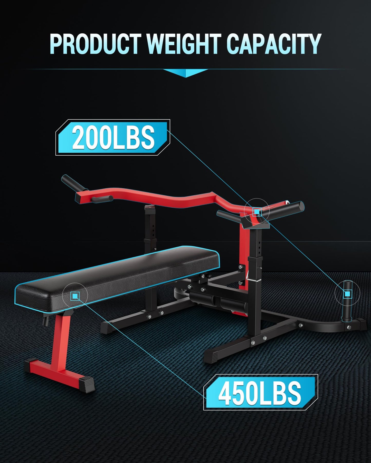 COZONY Versatile 3-in-1 Chest Press Bench – Adjustable Flat/Incline/Decline Strength Machine with Independent Converging Arms, Ideal for Home Gym Full Body Workouts – Red and Black