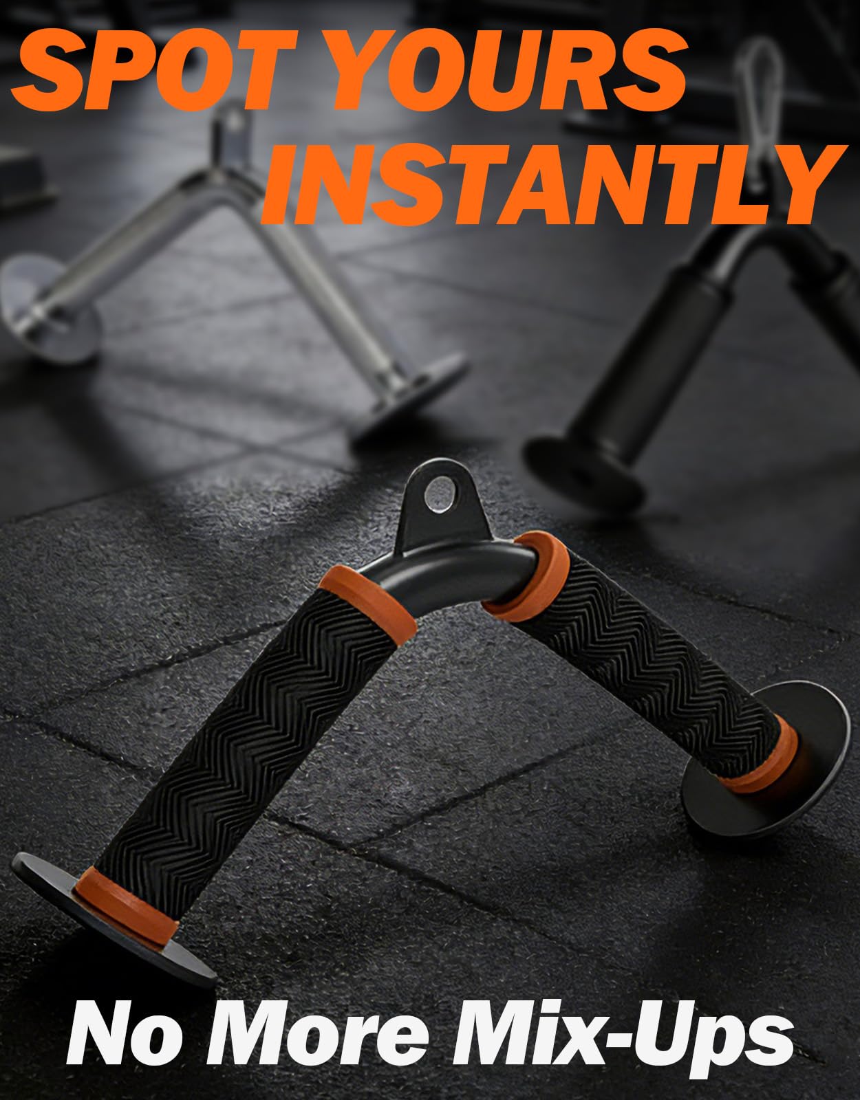 Fitarc Tricep V Bar Cable Attachment for Gym & Home Workouts, Tricep Pull Down Attachment with Non-Slip Grips, Orange