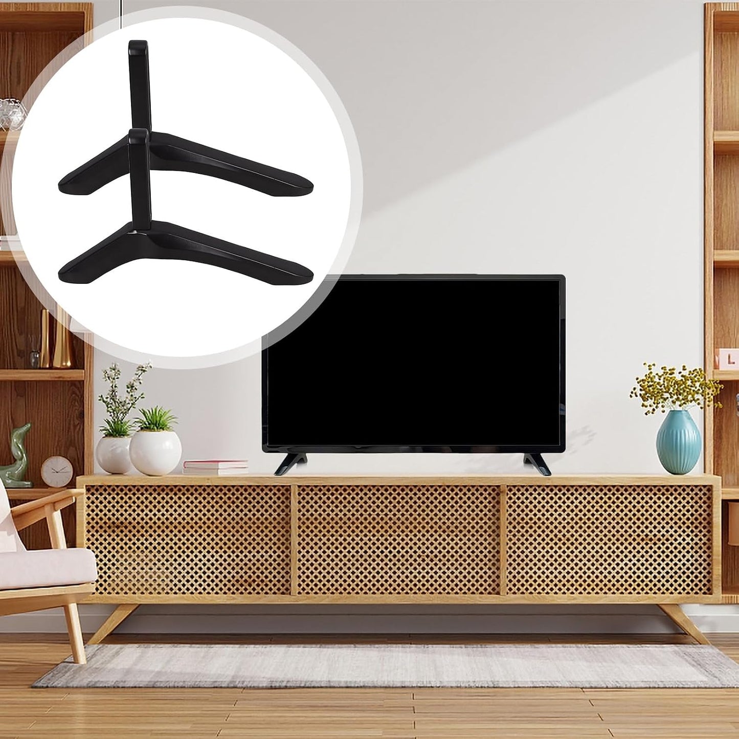 Kisangel Tv Stand Tabletop Base Bracket Support Holder for Distance Tvs Up to Triangle Structure for Stable Desktop Use