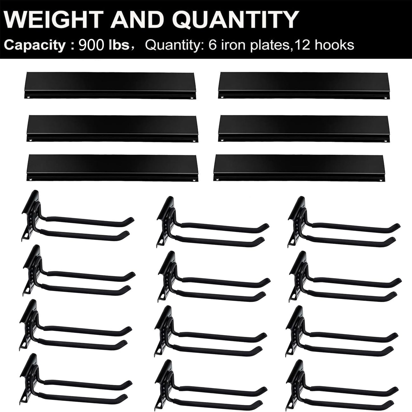 Wallmaster Garage Storage Organization Wall Mount, Garden Tool Rack Organizer Heavy Duty Folding Chair Hangers with 12 Adjustable Hooks 96inch Tracks Max Load 900lb