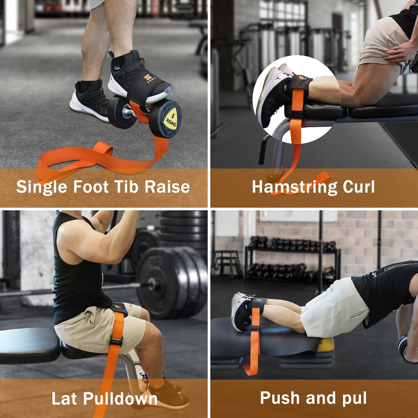 SEBIT Hamstring Curl Strap,59 inches Adjustable Squat Strap Foot Dumbbell Strap,Exercise Strap Assisted Leg Curl Strap Leg Tibialis Raises Workout for Outdoor(Light Pinkish Orange)