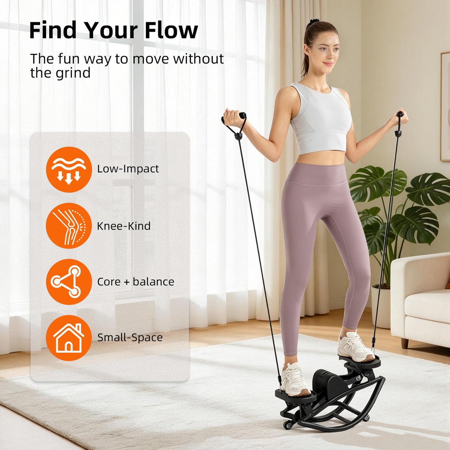 The Rock Stepper Side to Side, U-Shaped Low-Impact Mini Stepper, Quiet Lateral Rocking Step Machine, Compact Stair Stepper for Home Workout & Leg Glutes Exercise