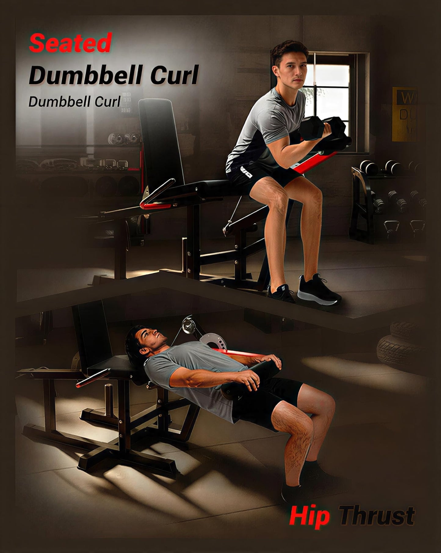 Leg Extension and Curl Machine, 700LB Adjustable Leg Curl Machine, Seated Leg Extension and Lying Curl Machine for Home Gym, Leg Workout Equipment Compatible with 1'' and 2'' Plates
