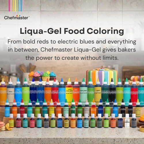 Chefmaster Red Liqua-Gel® Food Coloring - Vibrant Professional-Grade Dye for Icing & Fondant | 2.3 oz