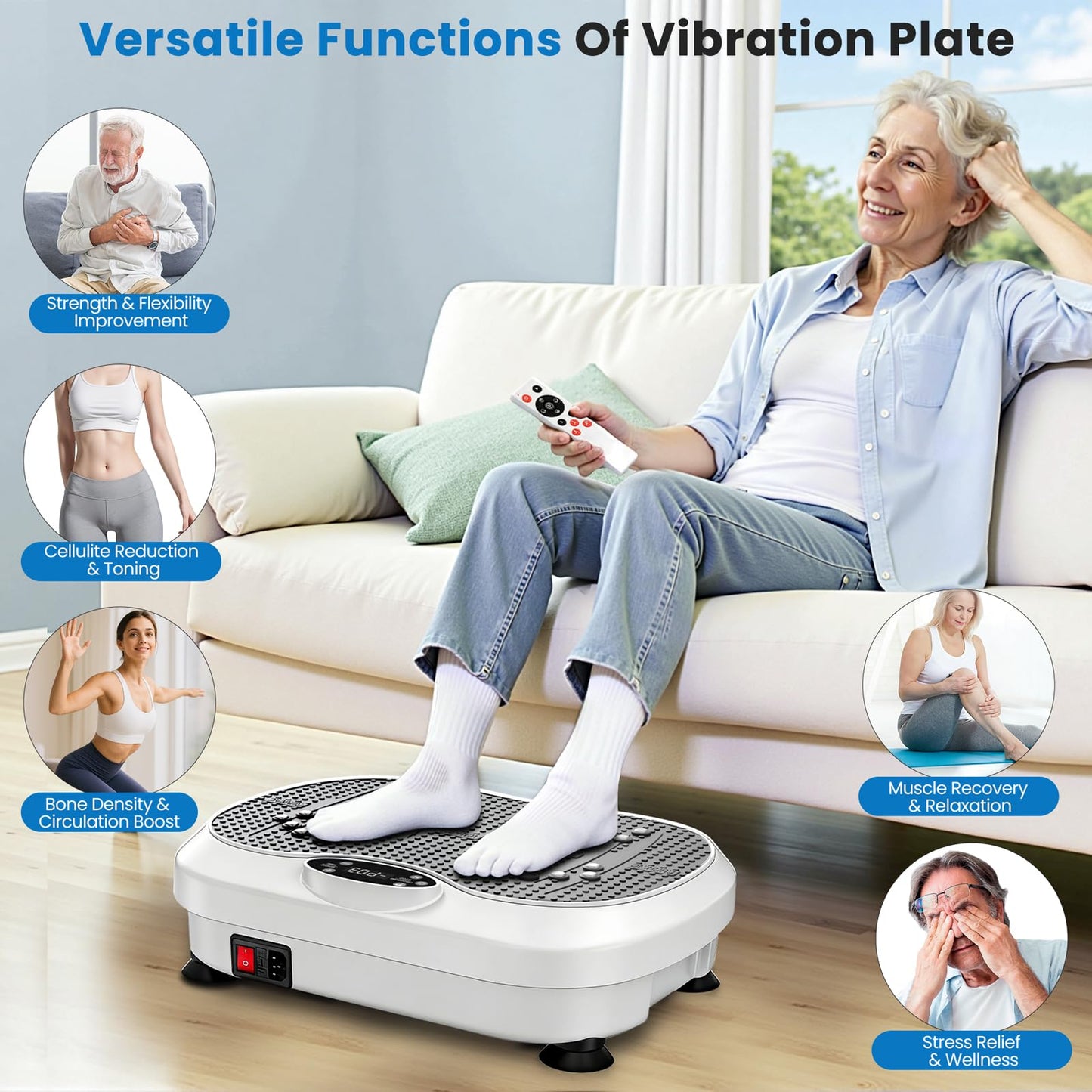 NISILIN Vibration Plate Exercise Machine for Lymphatic Drainage with 200 Levels, Whole Body Fitness Workout Equipment Stand Shake Board Sport Gym for Weight Loss Fat Burner for Women Men (White)