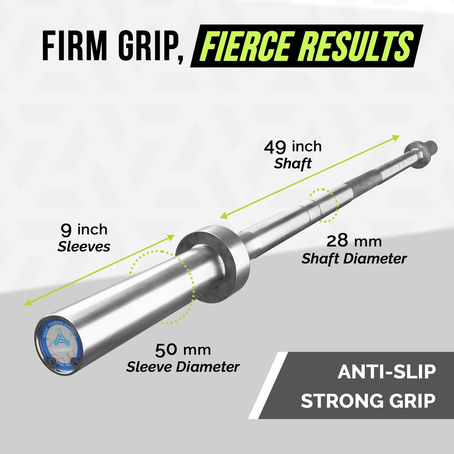Rage Fitness Olympic Training Barbell (6FT) (15 Pound Weight) (300 LBS Capacity), Home Gym Fitness Equipment, Strength Training Workout Bar, Weight bar for Squats, Deadlift, Weightlifting, Bench Press