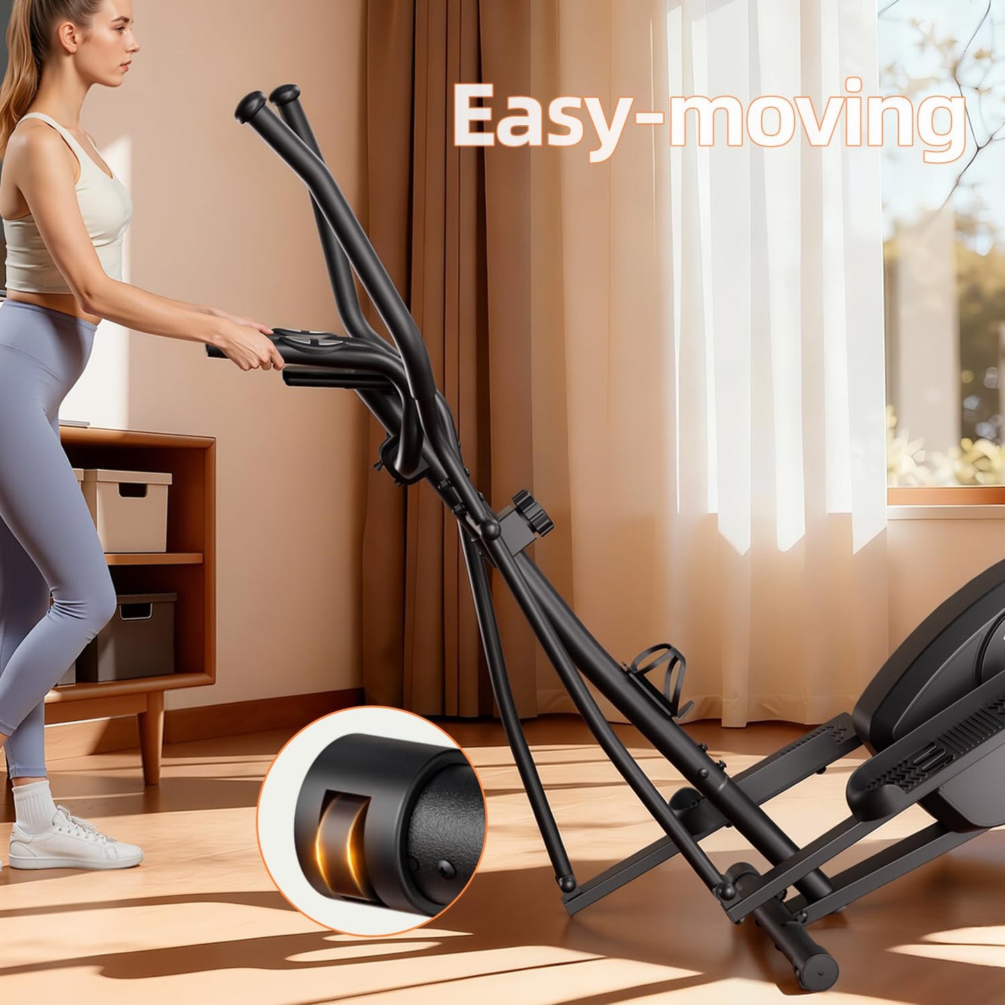 TANTISY Elliptical Machine for Apartments and Homes 8 Levels of Magnetic Resistance for a Whisper-Quiet Workout. Includes Pulse Rate sensors,15.5-inch Stride, and Supports Users up to 400 pounds