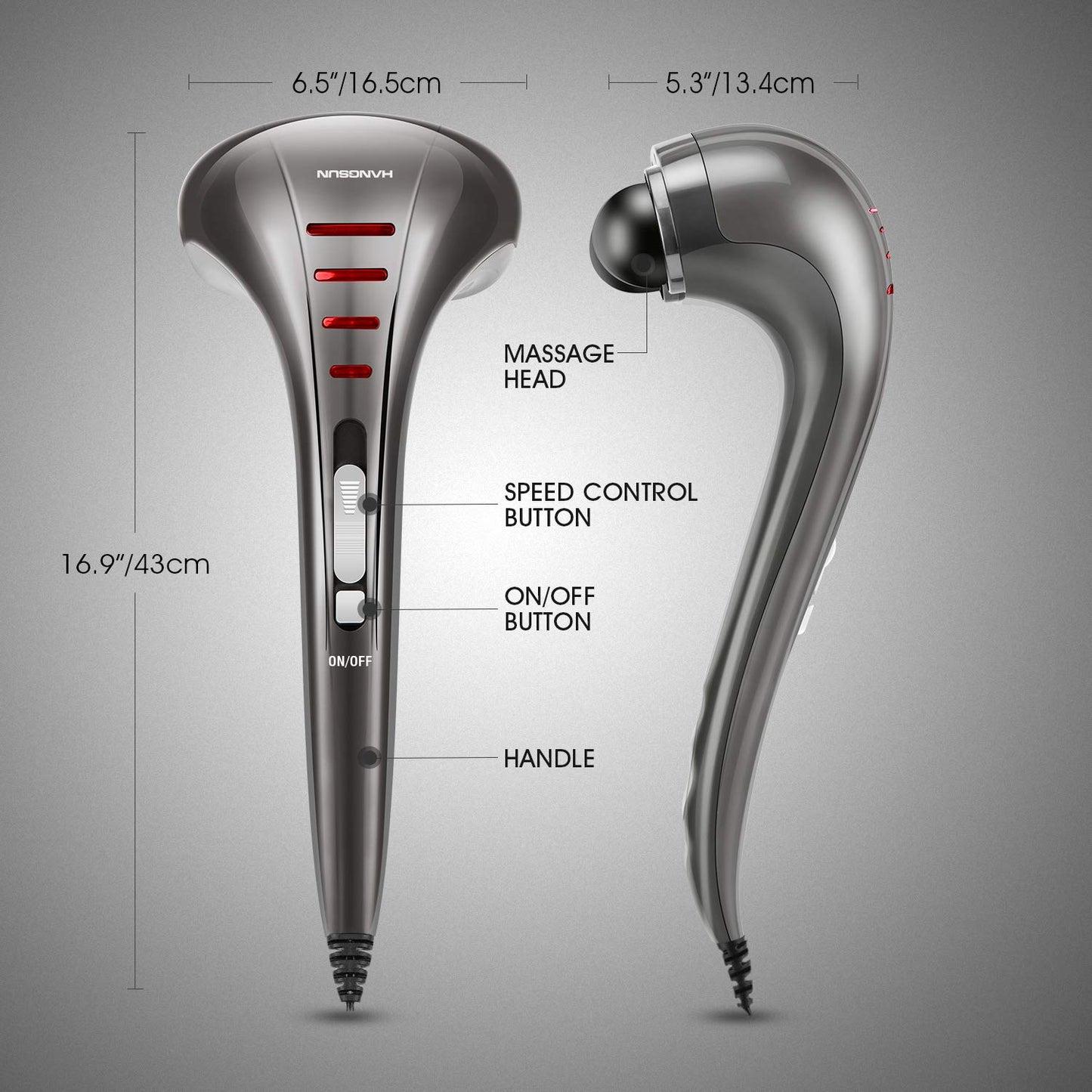 HANGSUN Handheld Neck Back Massager for Pain Relief Deep Tissue, Electric Double Head Percussion Massage MG460 for Shoulder, Leg, Foot, Muscles, Full Body, Corded, 2.3 lb
